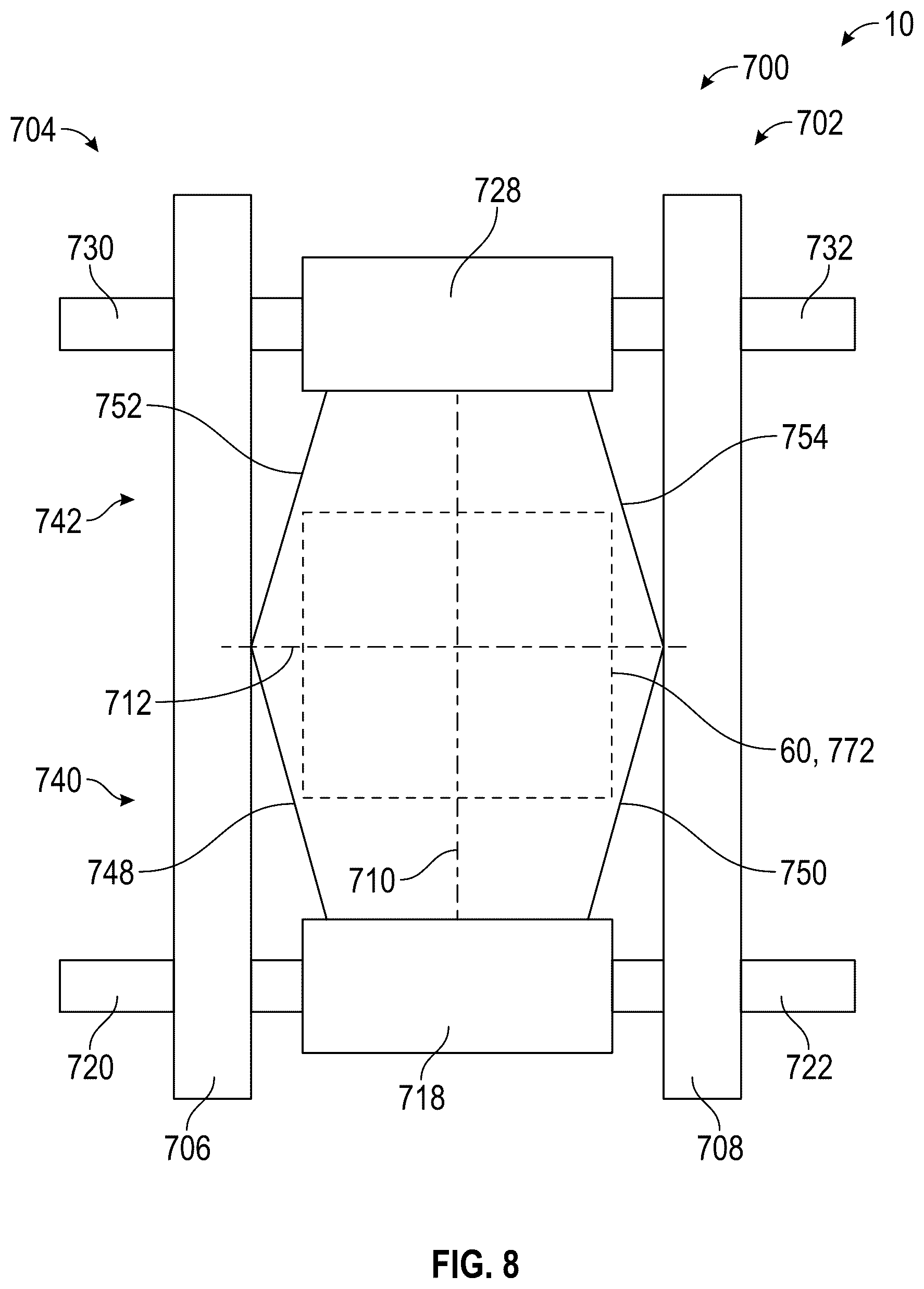 Patent US12311722 Figure 8 – Systems and methods for a suspension assembly on an electrified vehicle
