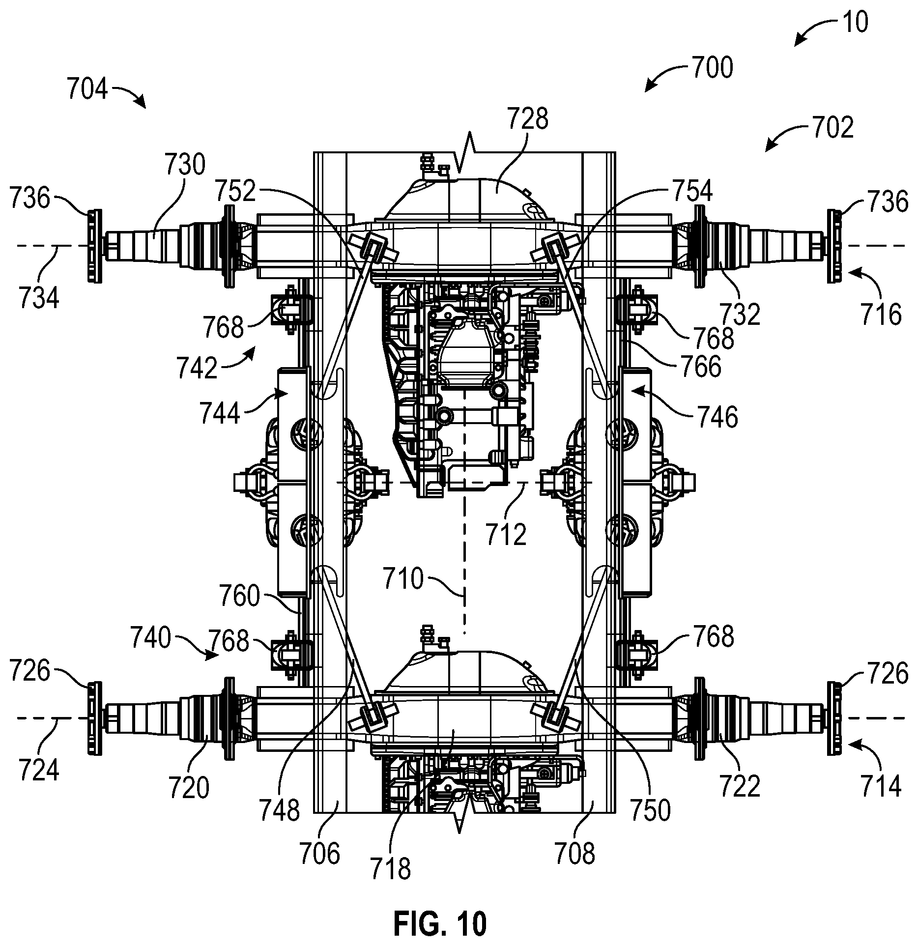 Patent US12311722 Figure 10 – Systems and methods for a suspension assembly on an electrified vehicle