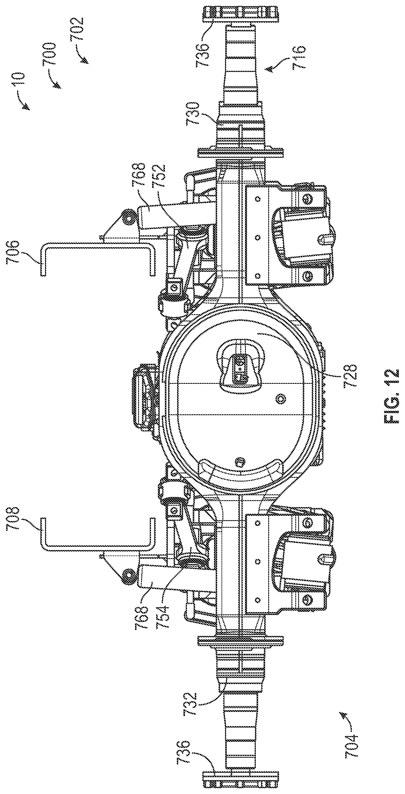 Patent US12311723 Figure 12 – Systems and methods for a suspension assembly on an electrified vehicle