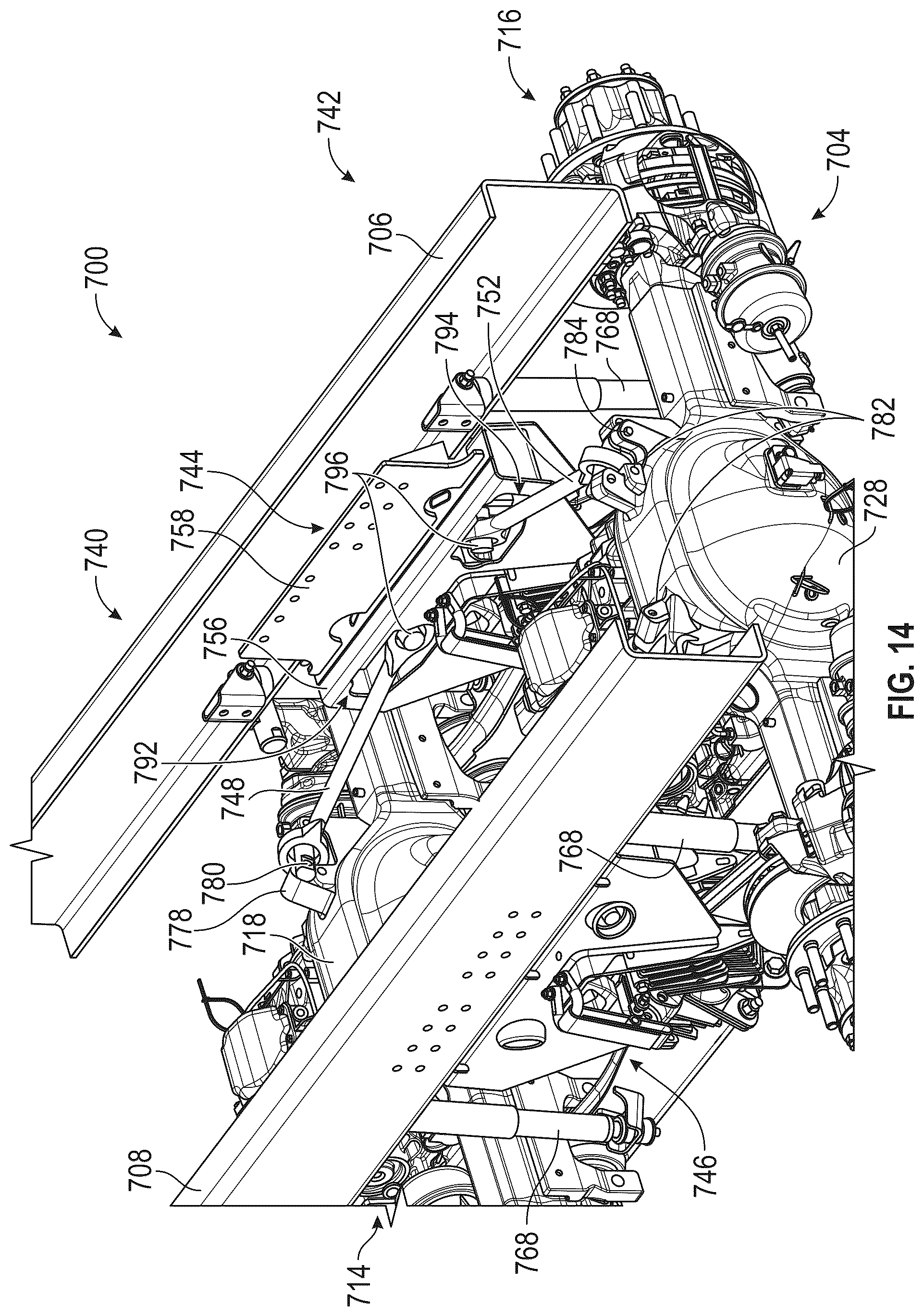 Patent US12311723 Figure 14 – Systems and methods for a suspension assembly on an electrified vehicle