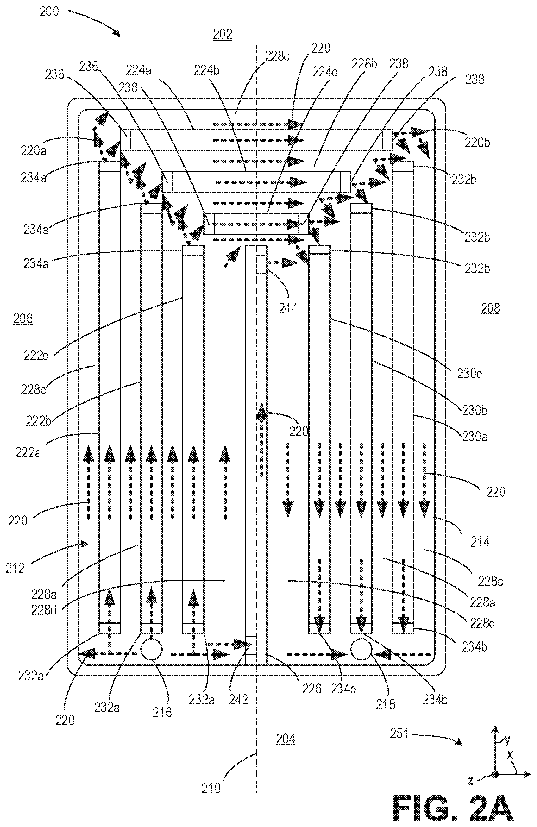 Patent US12311726 Figure 2 – Battery cooling unit intermediate plate with continuous and discontinuous ribs