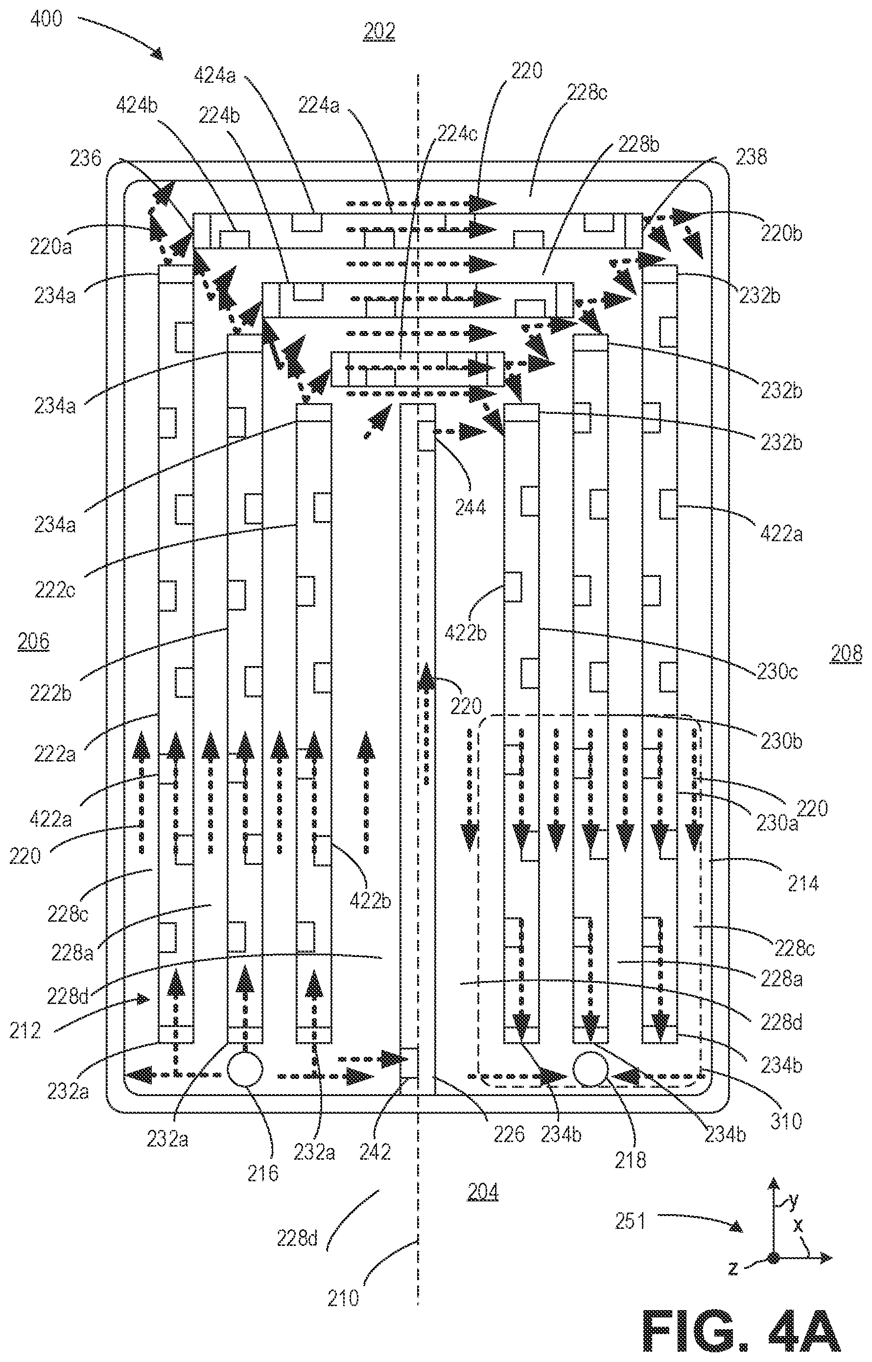 Patent US12311726 Figure 6 – Battery cooling unit intermediate plate with continuous and discontinuous ribs