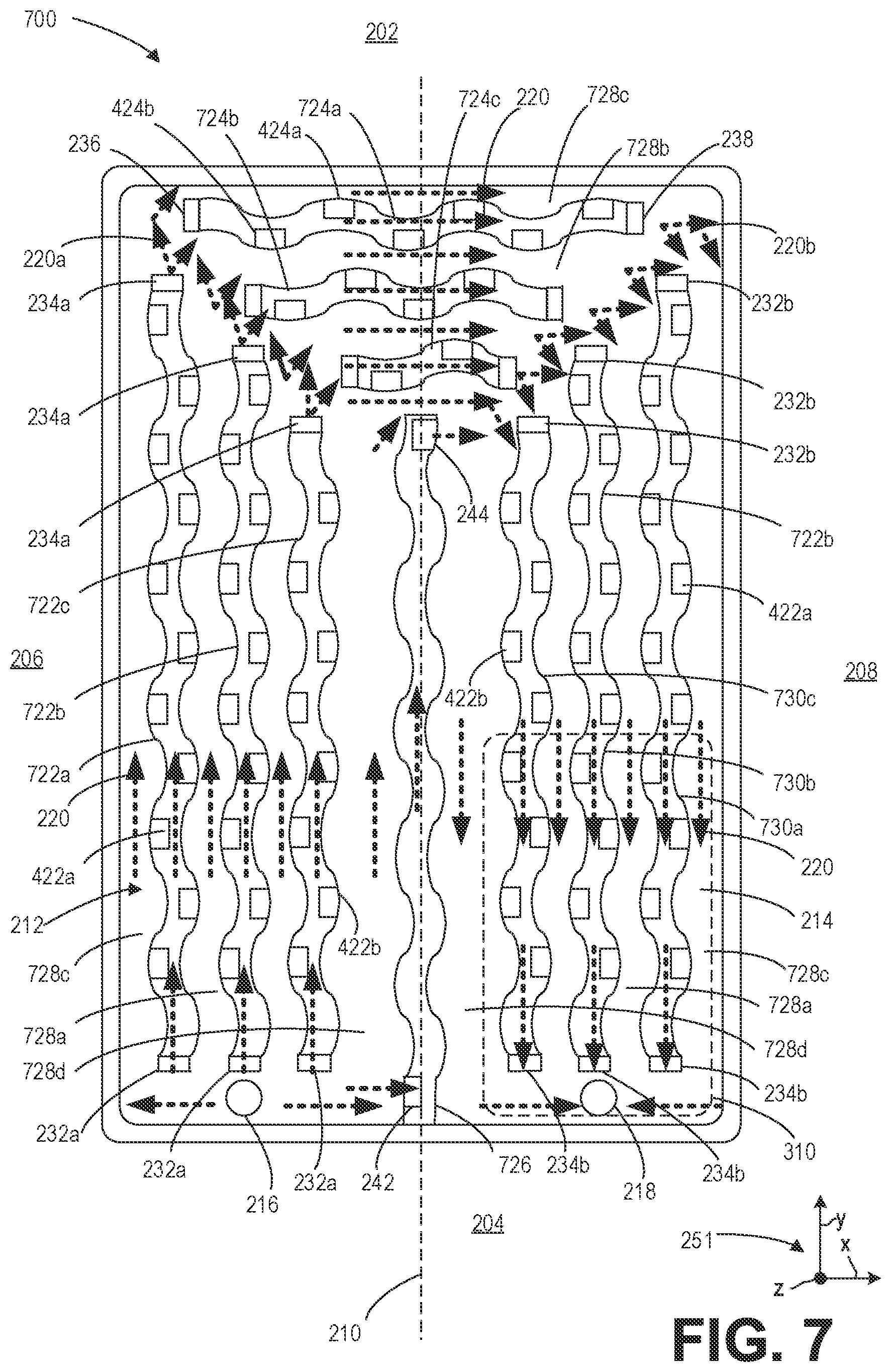 Patent US12311726 Figure 12 – Battery cooling unit intermediate plate with continuous and discontinuous ribs