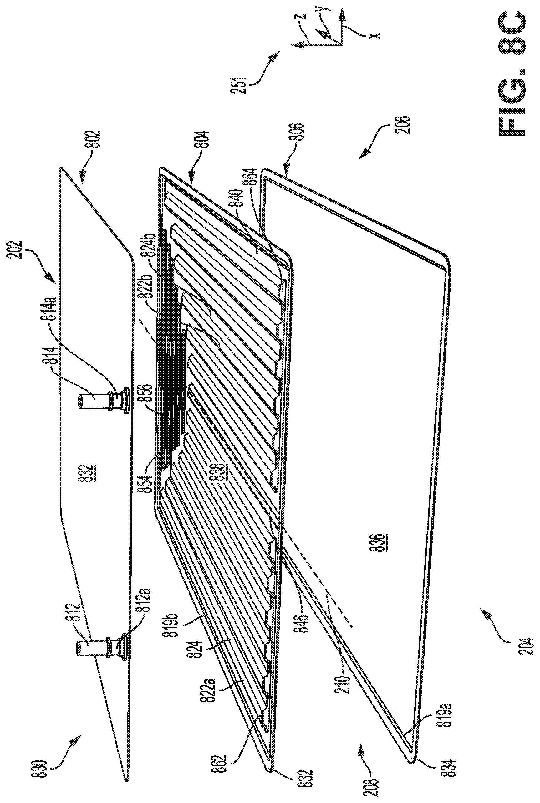 Patent US12311726 Figure 14 – Battery cooling unit intermediate plate with continuous and discontinuous ribs