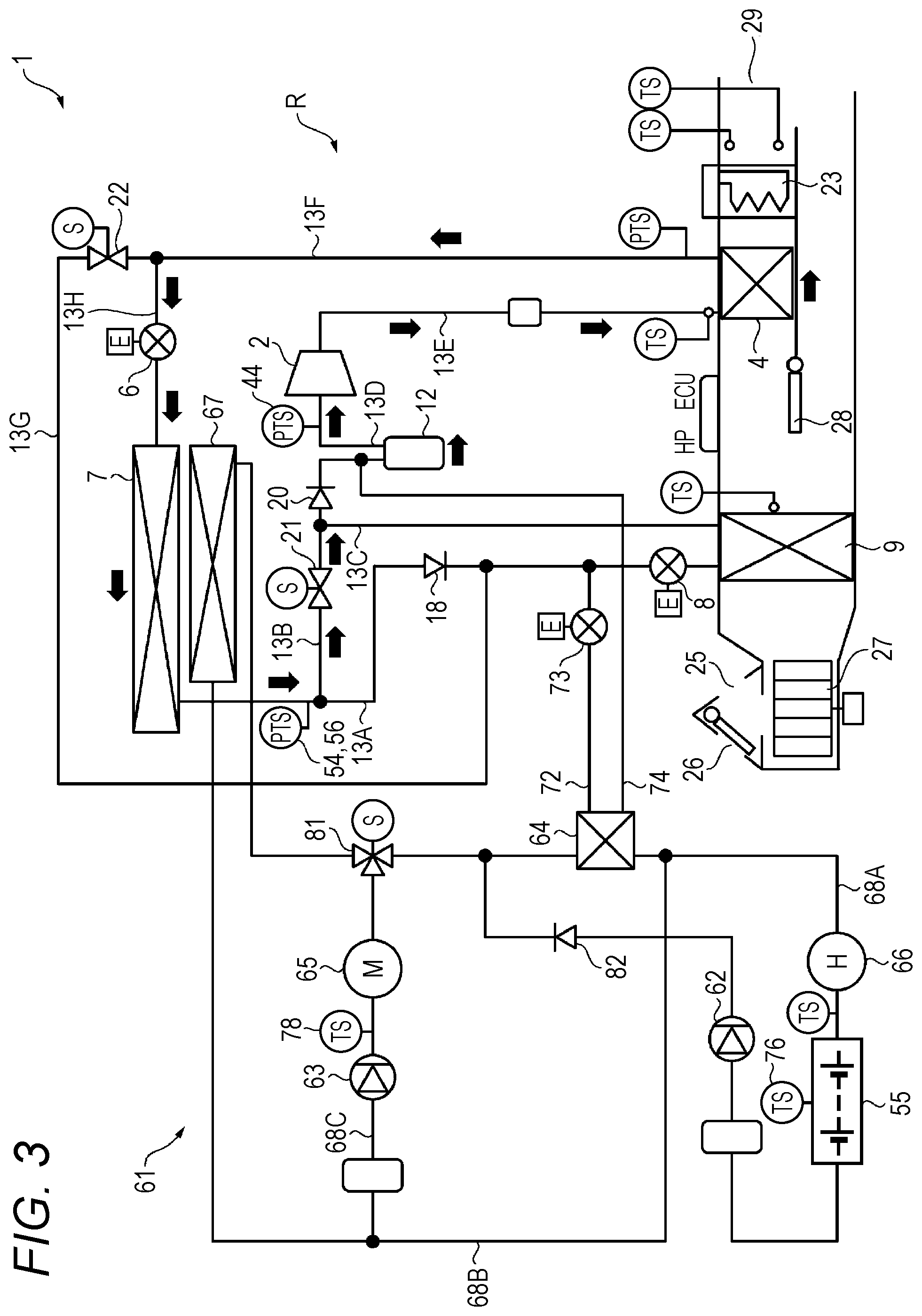 Patent US12311737 Figure 3 – Air conditioning device for vehicle