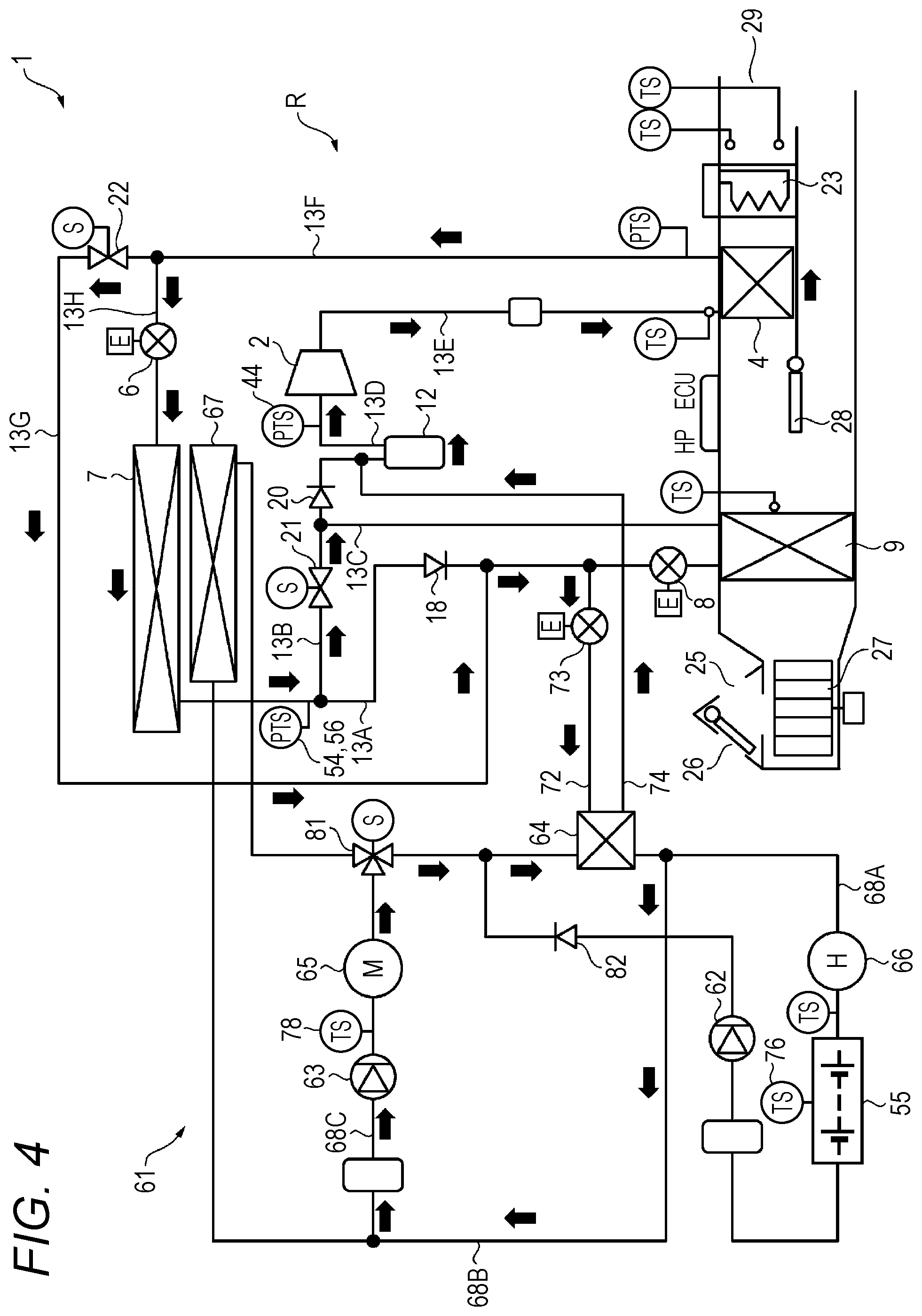 Patent US12311737 Figure 4 – Air conditioning device for vehicle