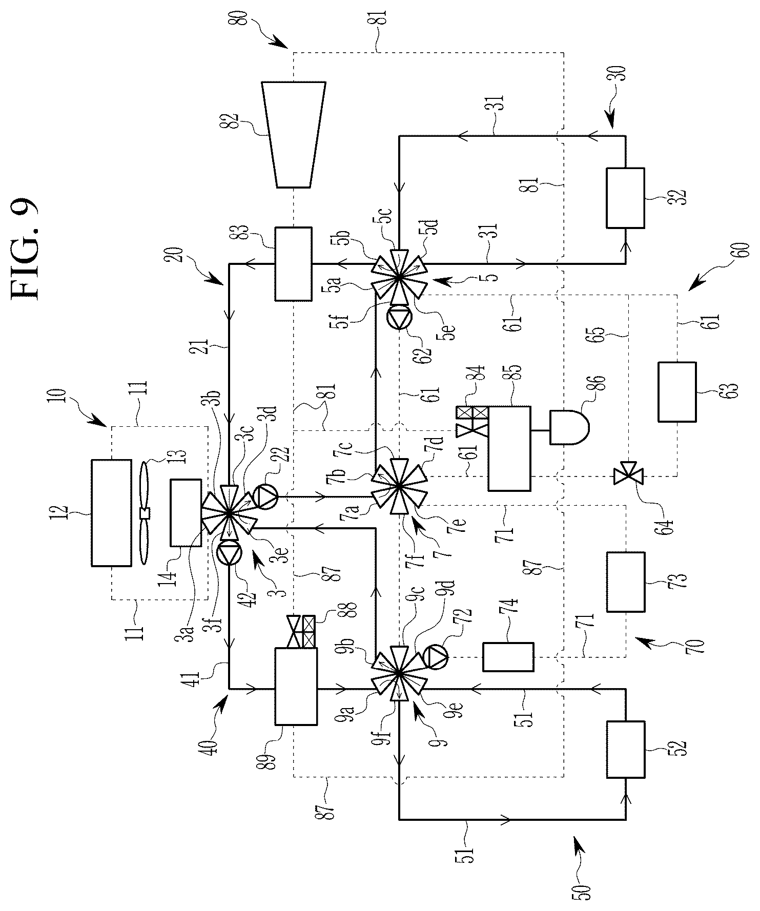 Patent US12311739 Figure 9 – Heat pump system for vehicle