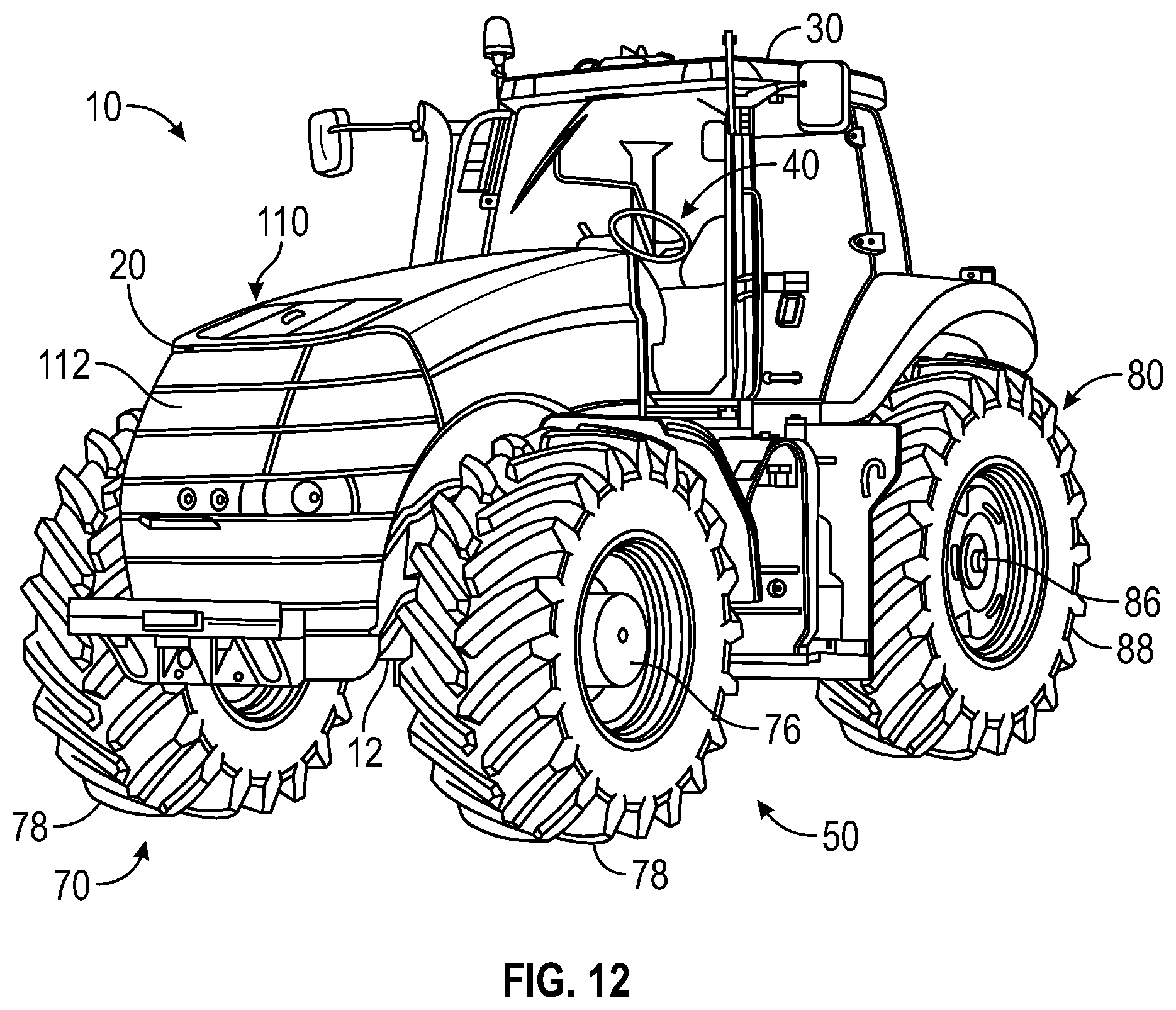 Patent US12311741 Figure 9 – Vehicle with debris shield