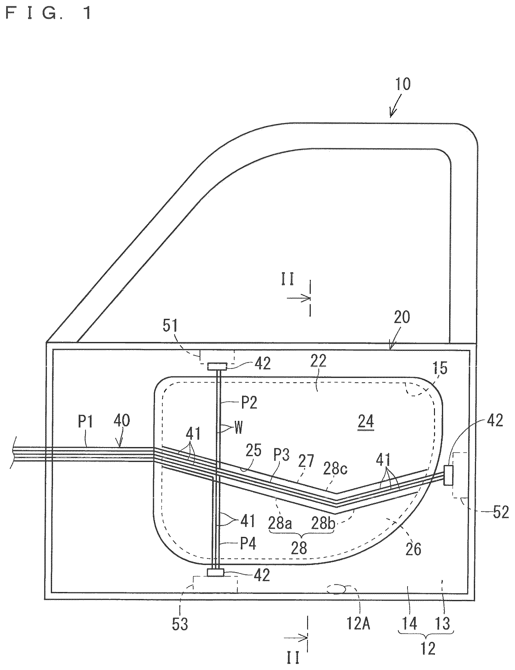 Patent US12311742 Figure 1 – Door wiring module and door planar member