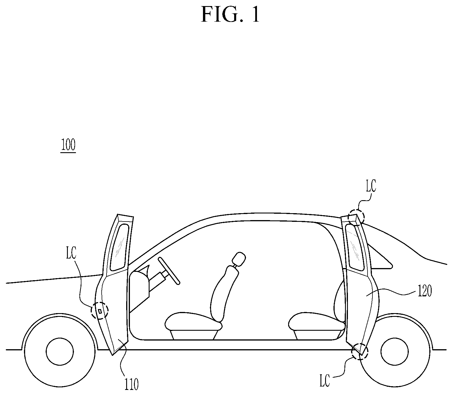 Patent US12311744 — Door hinge device for vehicle — Figure 1