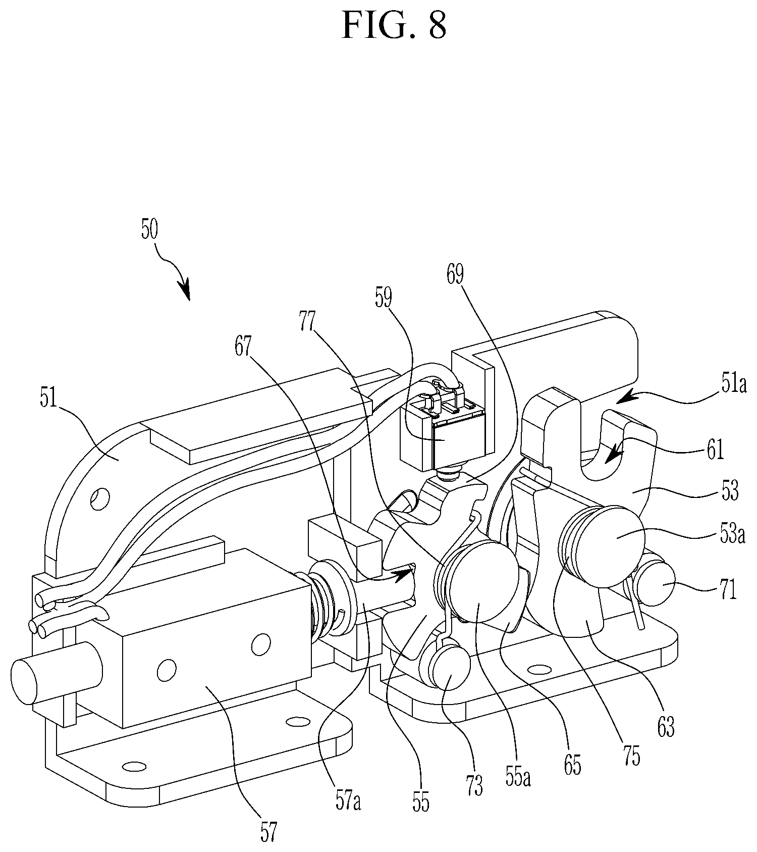 Patent US12311744 Figure 8 – Door hinge device for vehicle