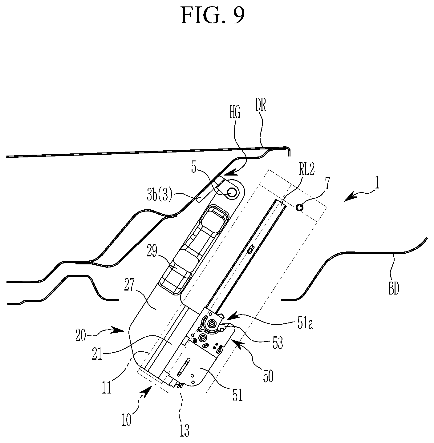 Patent US12311744 Figure 9 – Door hinge device for vehicle