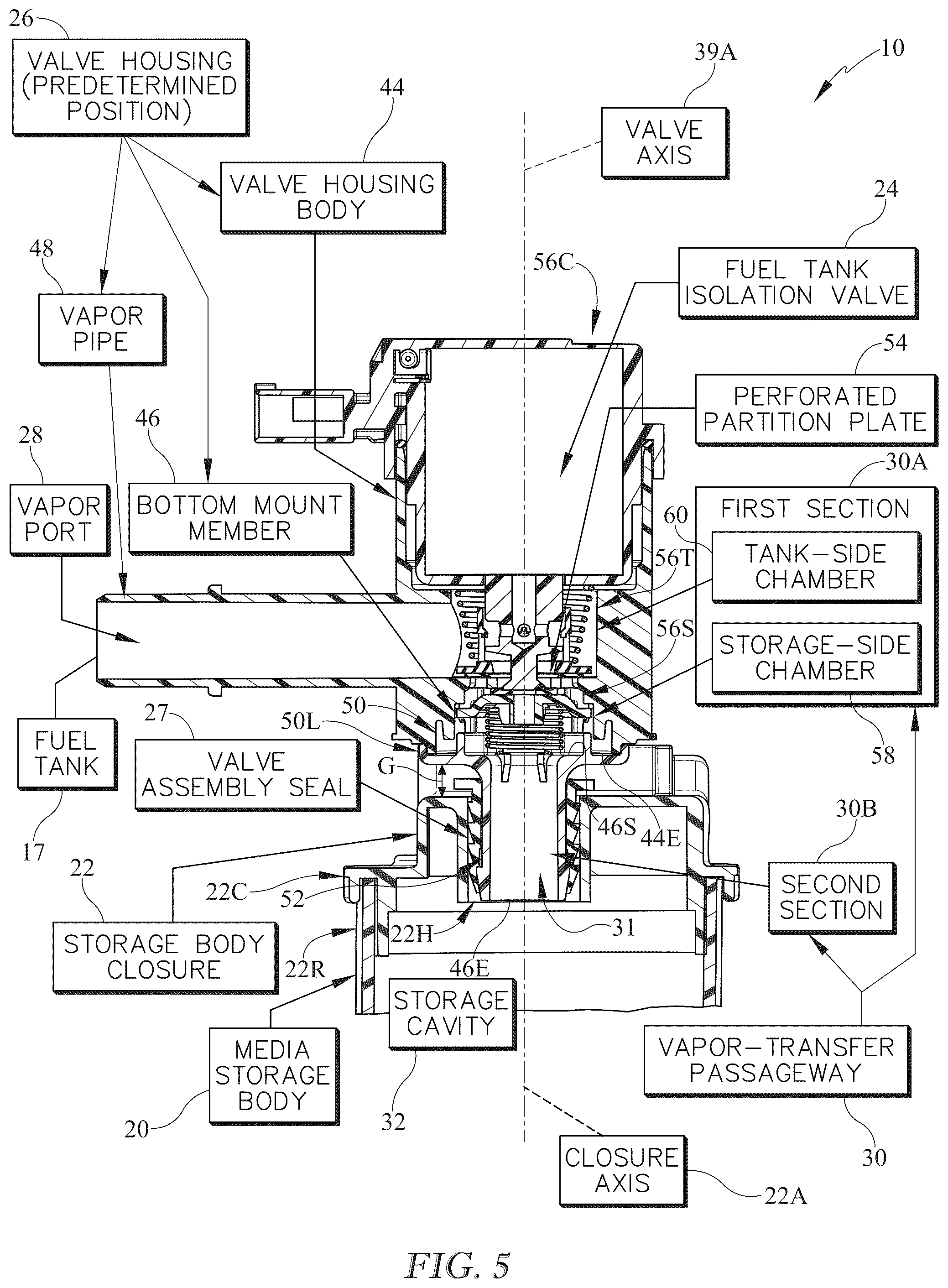 Patent US12311753 Figure 4 – Carbon canister with direct connect fuel tank isolation valve
