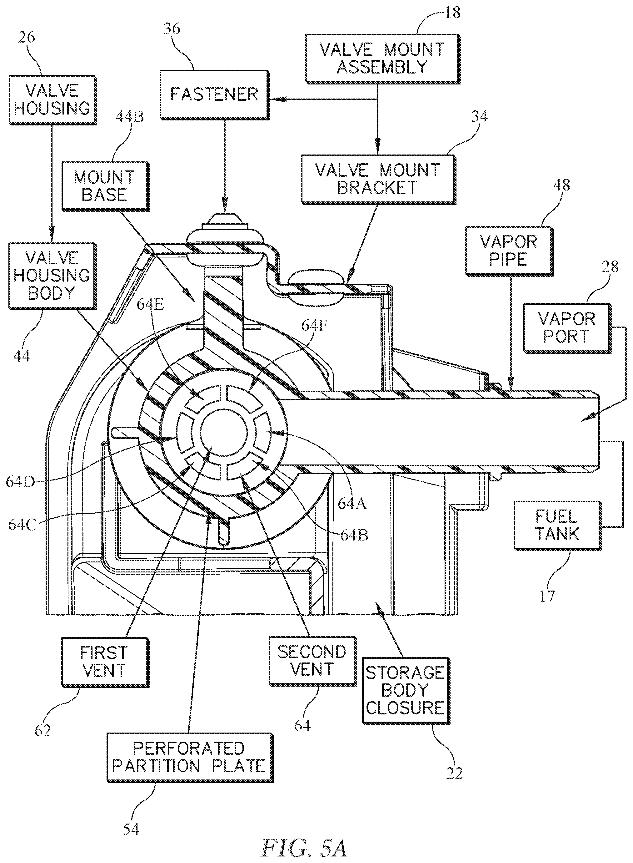 Patent US12311753 Figure 5 – Carbon canister with direct connect fuel tank isolation valve