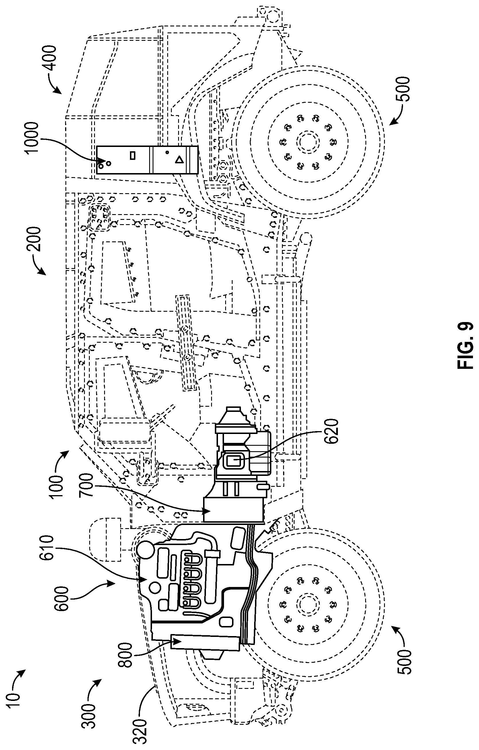 Patent US12311754 Figure 9 – Power export system for a military vehicle
