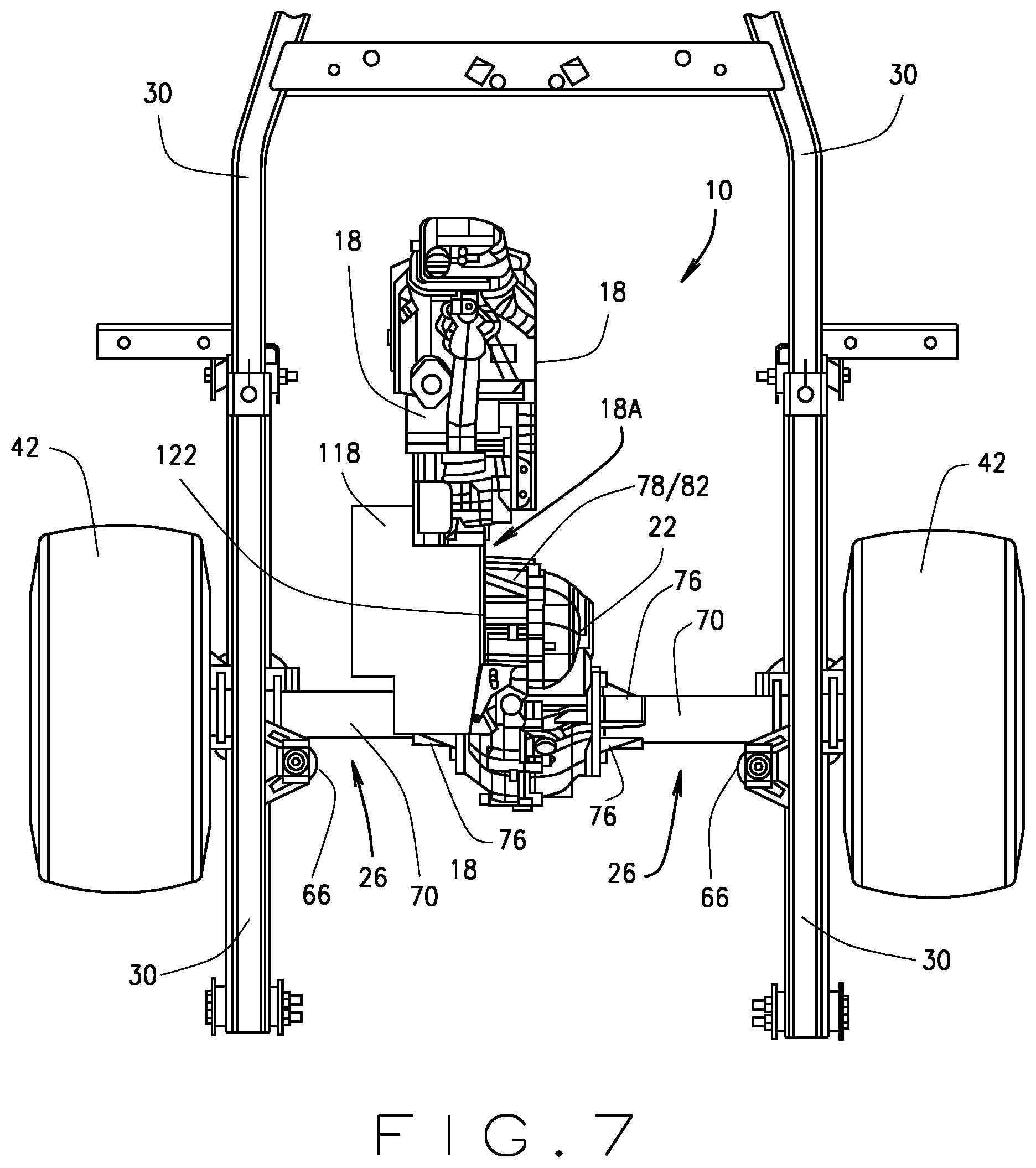 Patent US12311755 Figure 7 – Floating engine powertrain