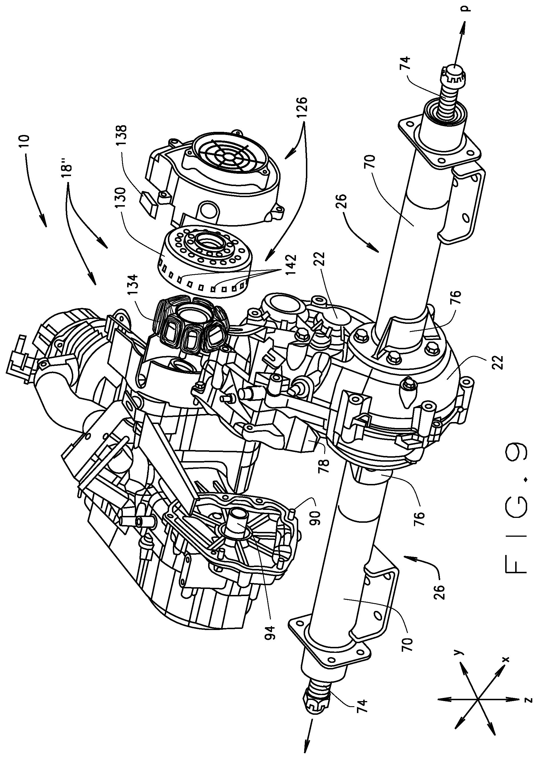 Patent US12311755 Figure 9 – Floating engine powertrain