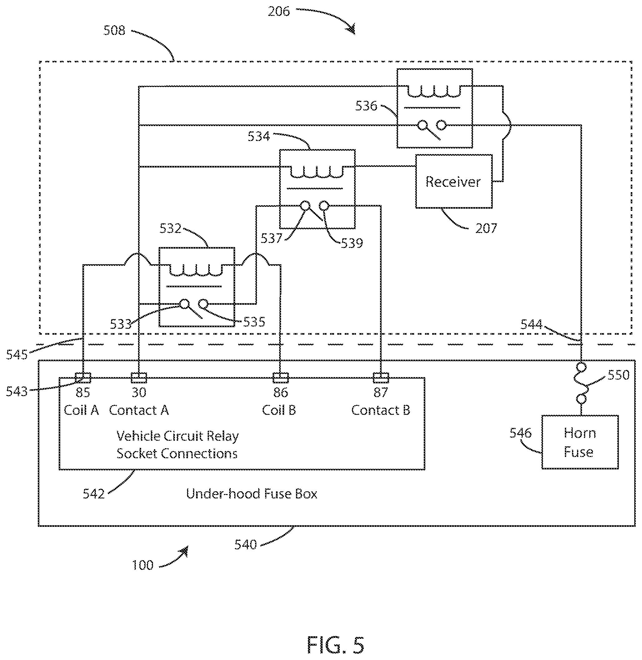 Patent US12311759 Figure 5 – Wireless vehicle interface for immobilization system