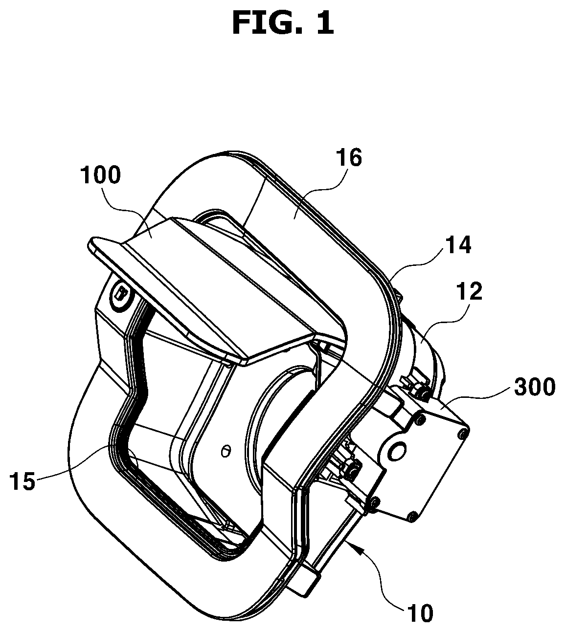 Patent US12311787 Figure 1 – Charging door device for vehicle