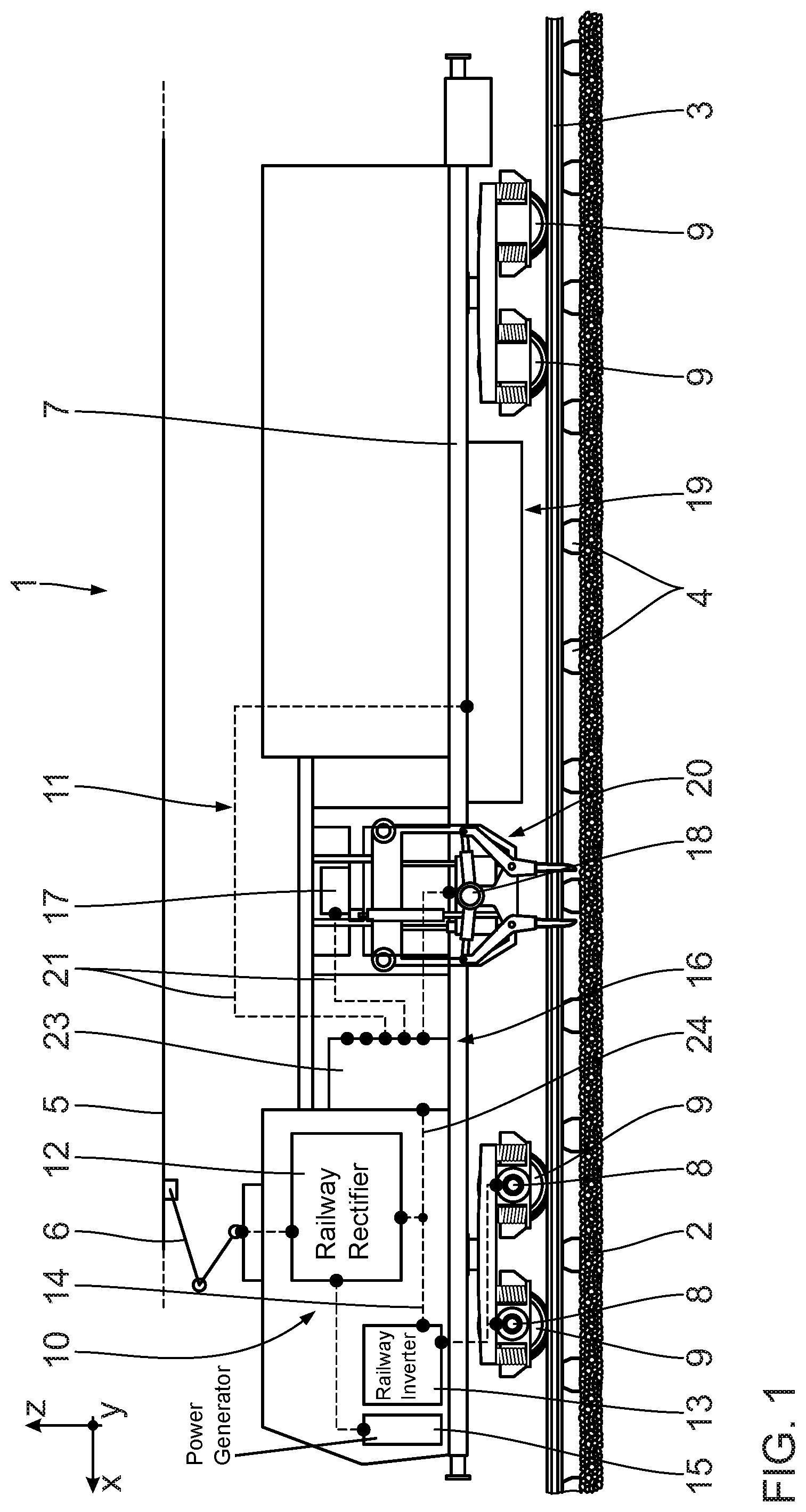 Patent US12311806 Figure 1 – Interface device for a track maintenance machine