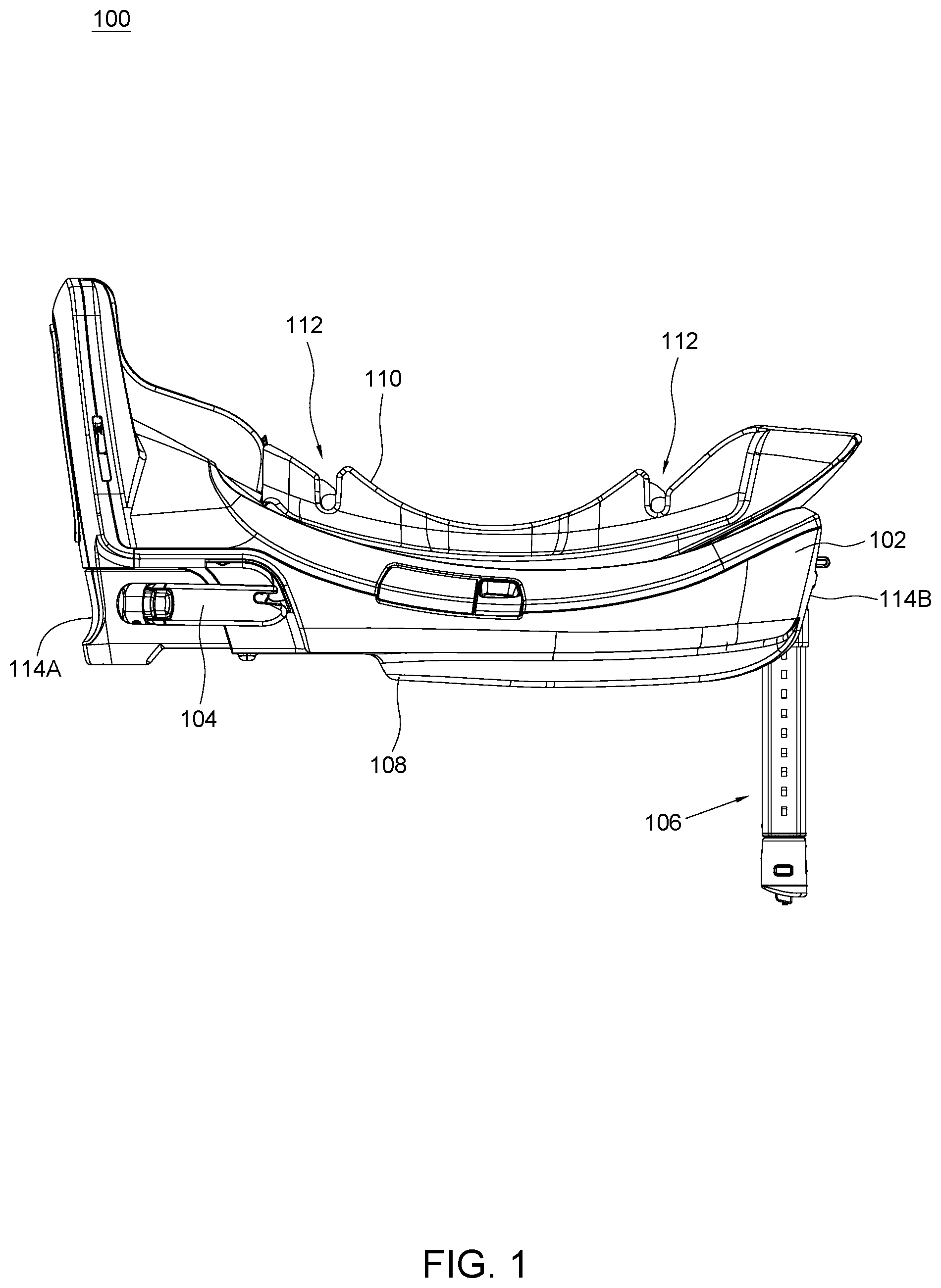 Patent US12311810 Figure 1 – Support base for a child safety seat