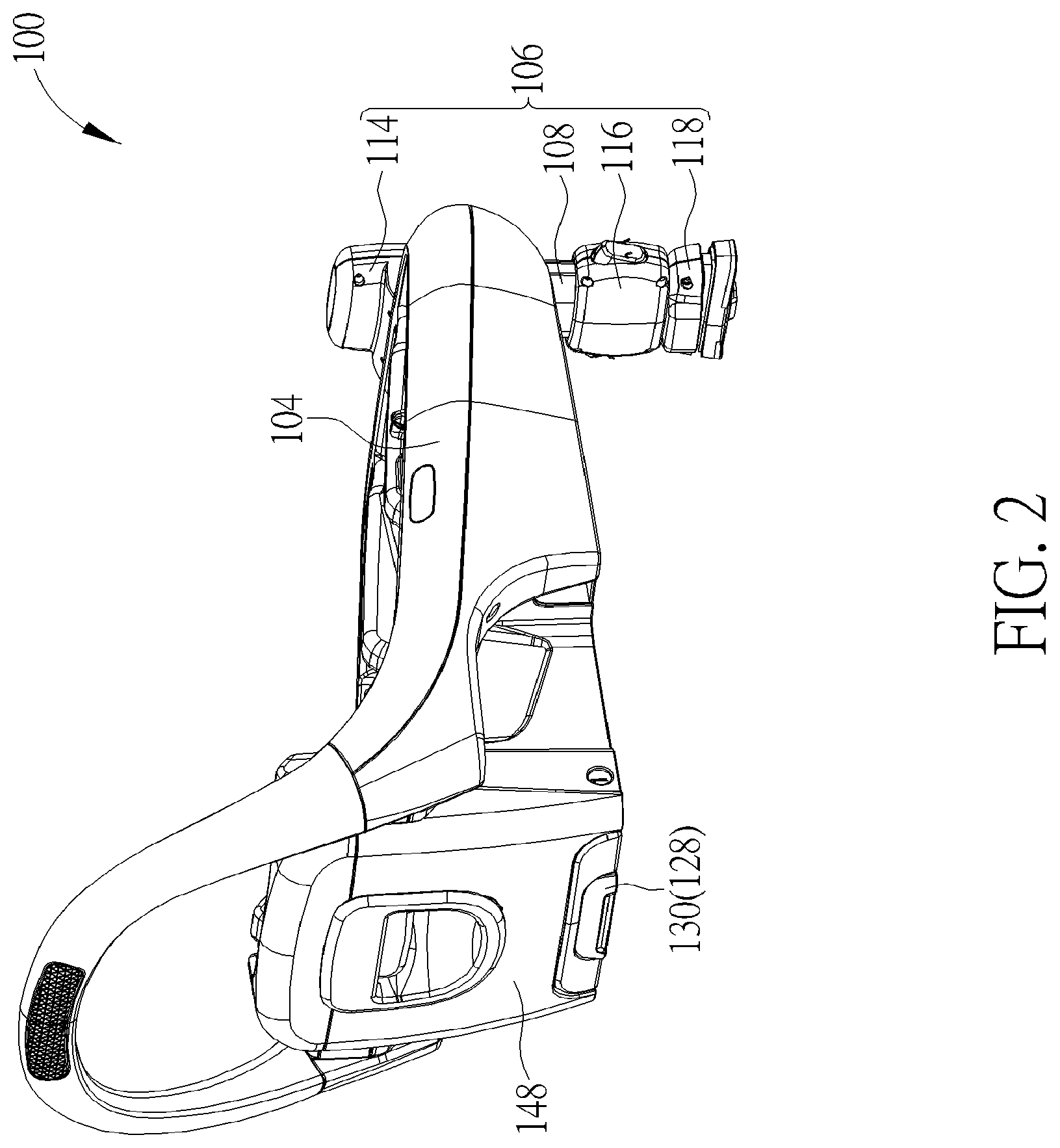 Patent US12311811 Figure 2 – Infant car seat and stability leg and release actuator