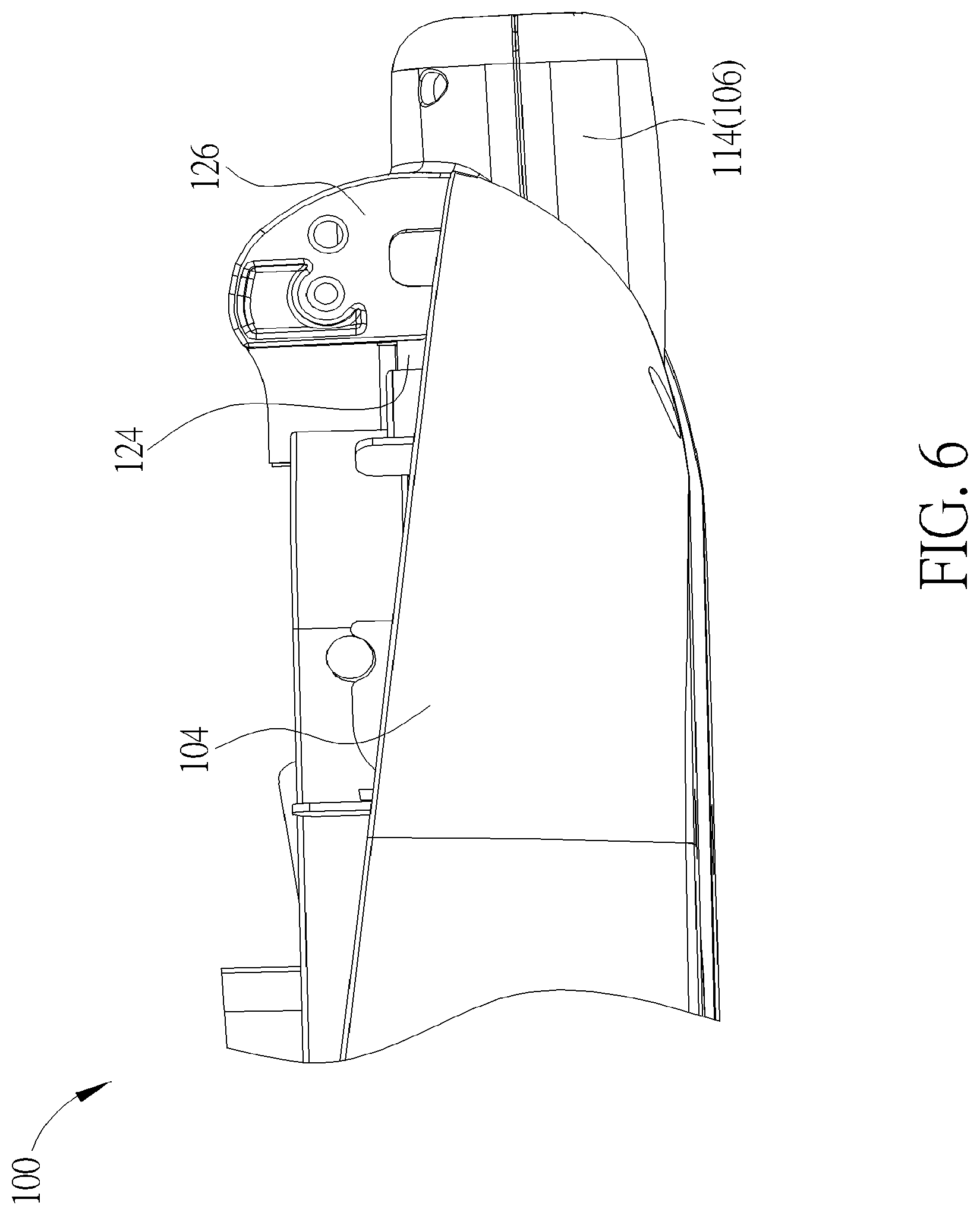 Patent US12311811 Figure 6 – Infant car seat and stability leg and release actuator