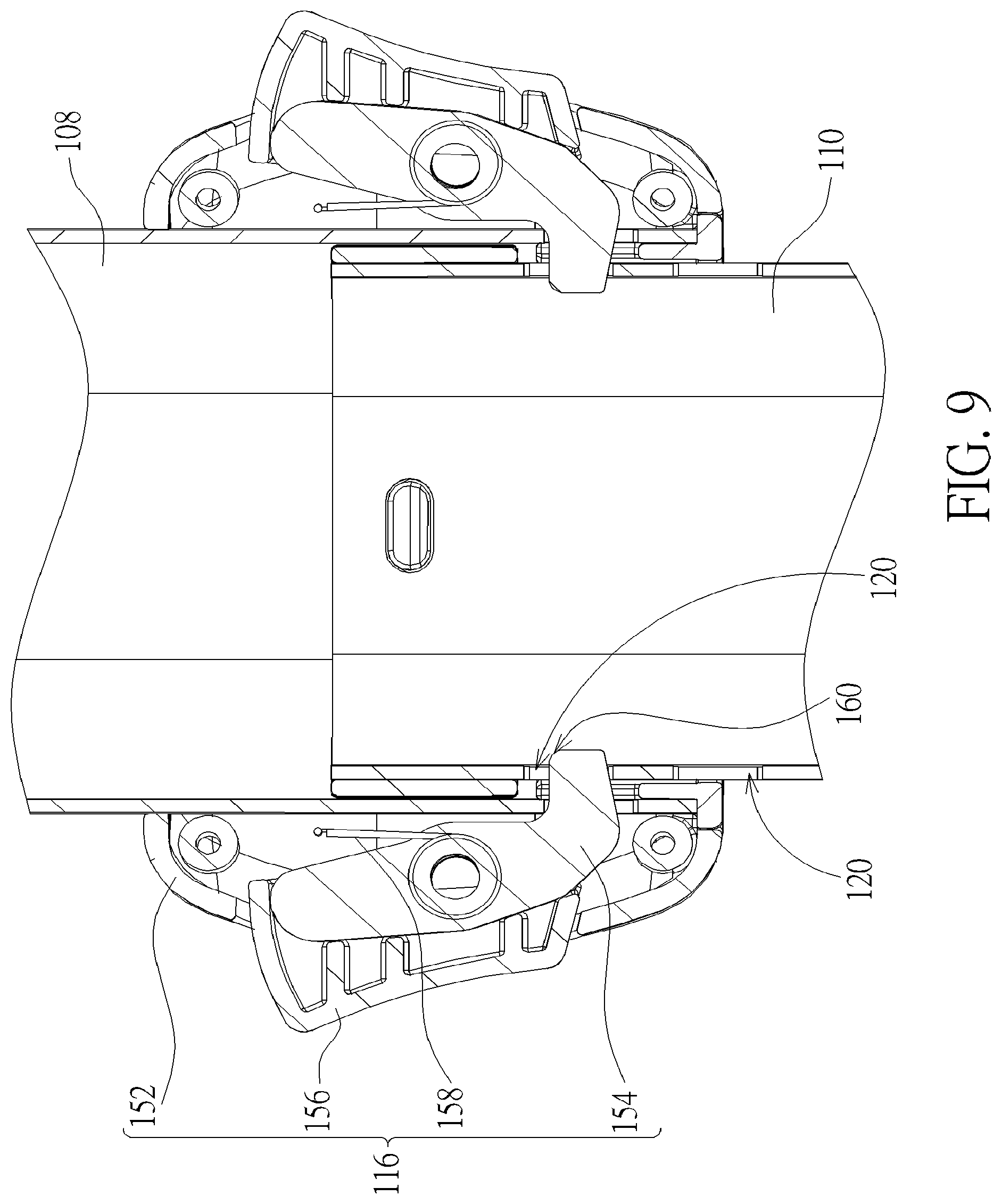 Patent US12311811 Figure 9 – Infant car seat and stability leg and release actuator
