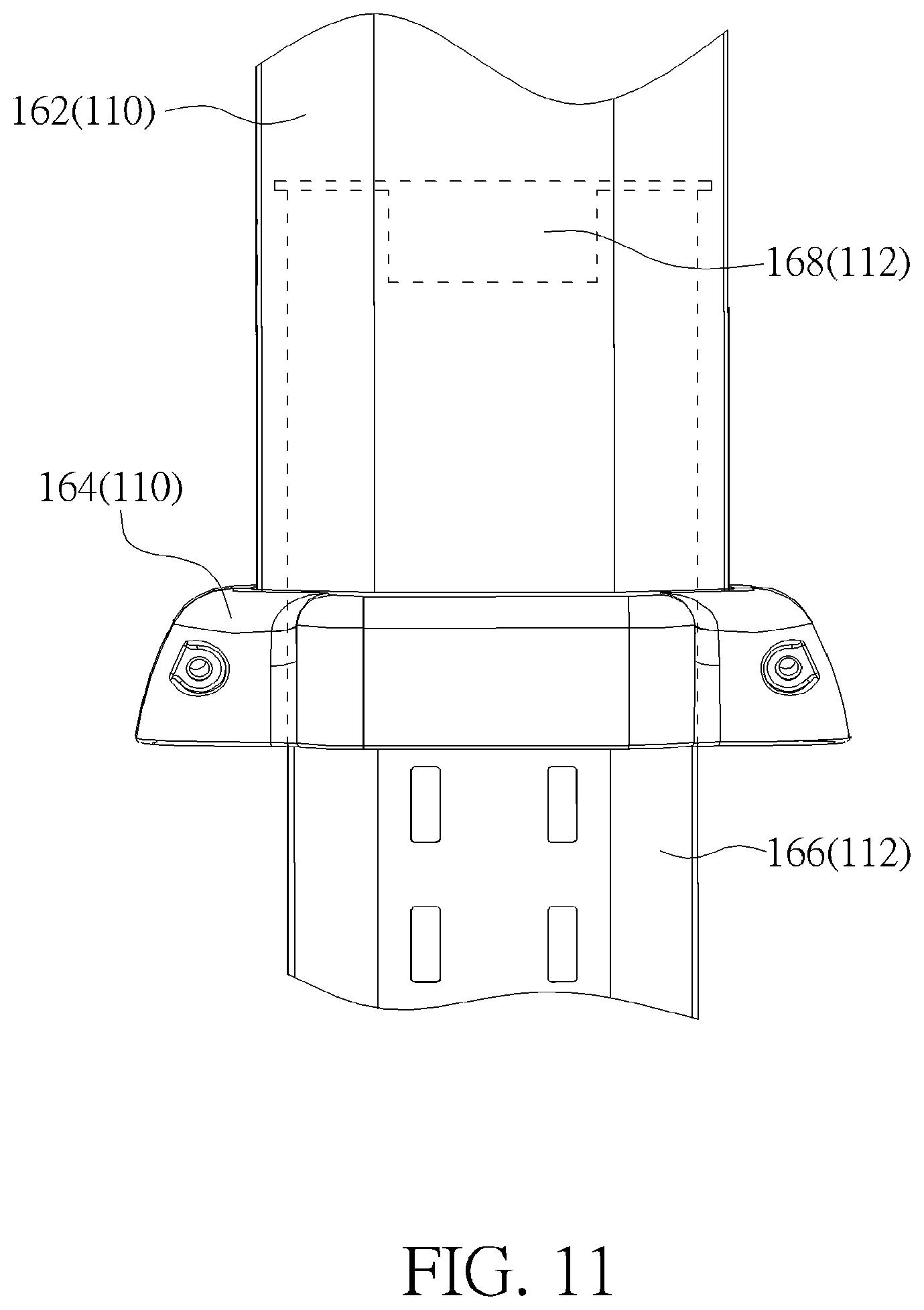 Patent US12311811 Figure 11 – Infant car seat and stability leg and release actuator