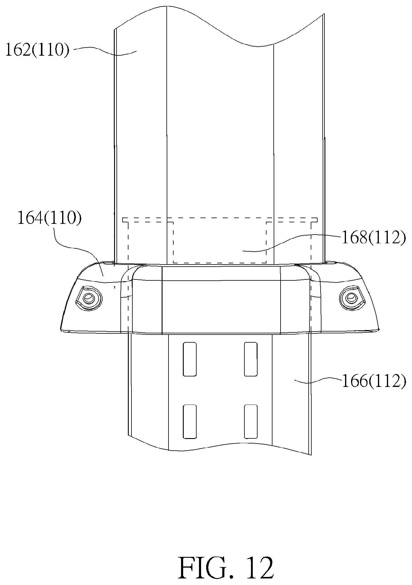 Patent US12311811 Figure 12 – Infant car seat and stability leg and release actuator