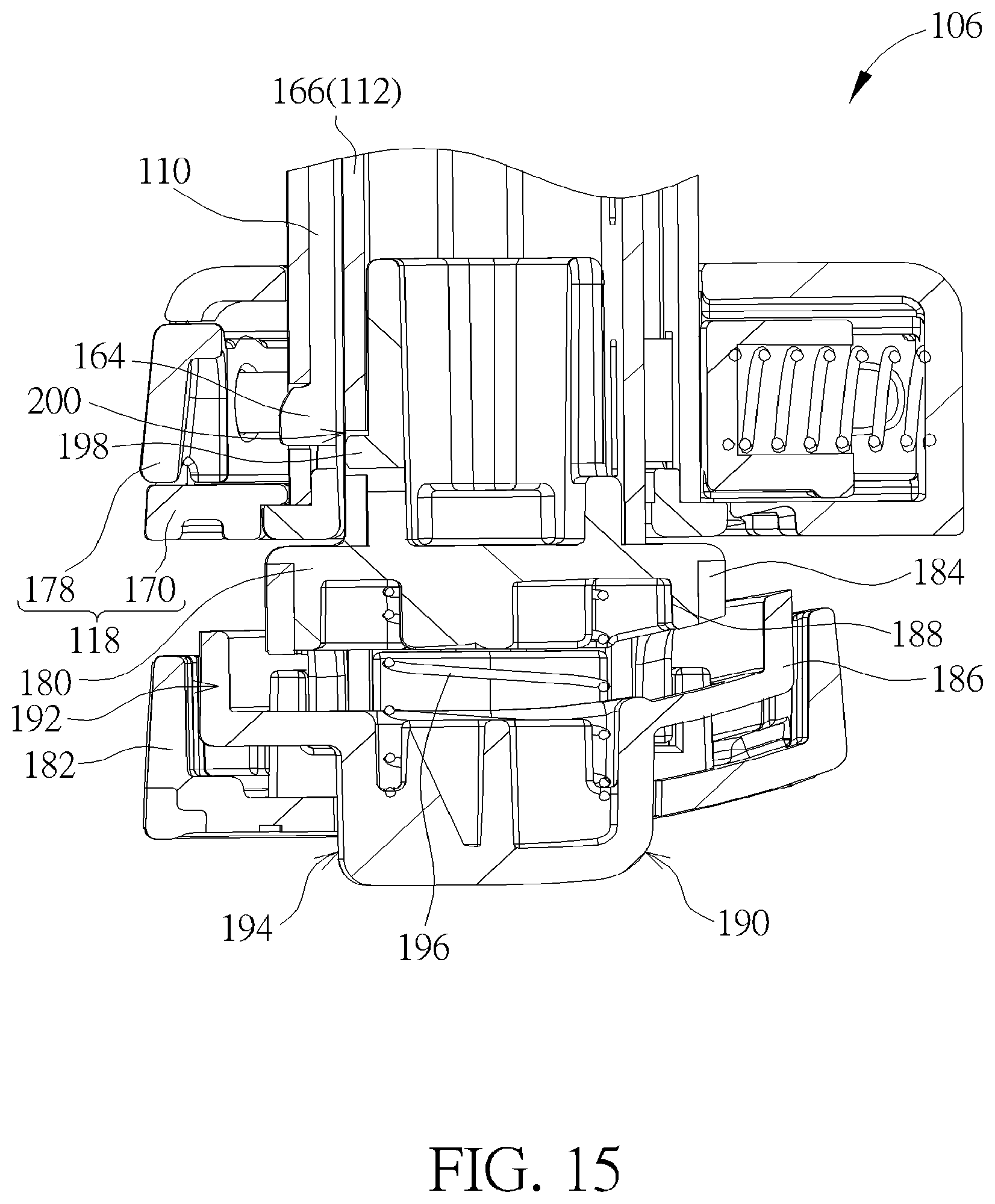 Patent US12311811 Figure 15 – Infant car seat and stability leg and release actuator