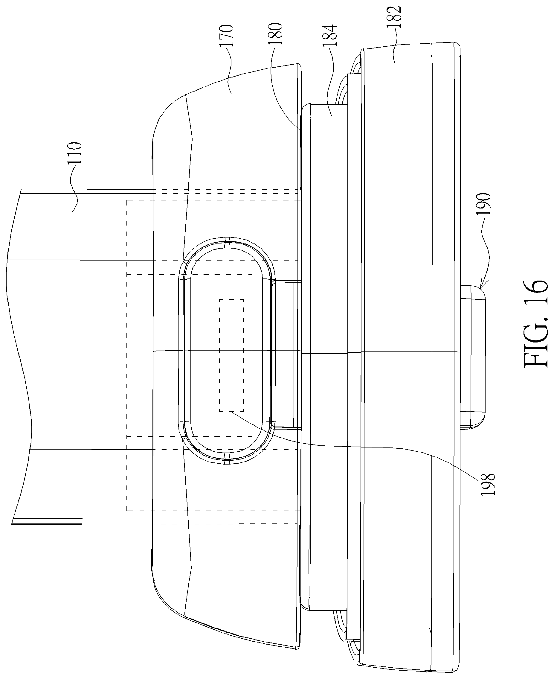 Patent US12311811 Figure 16 – Infant car seat and stability leg and release actuator