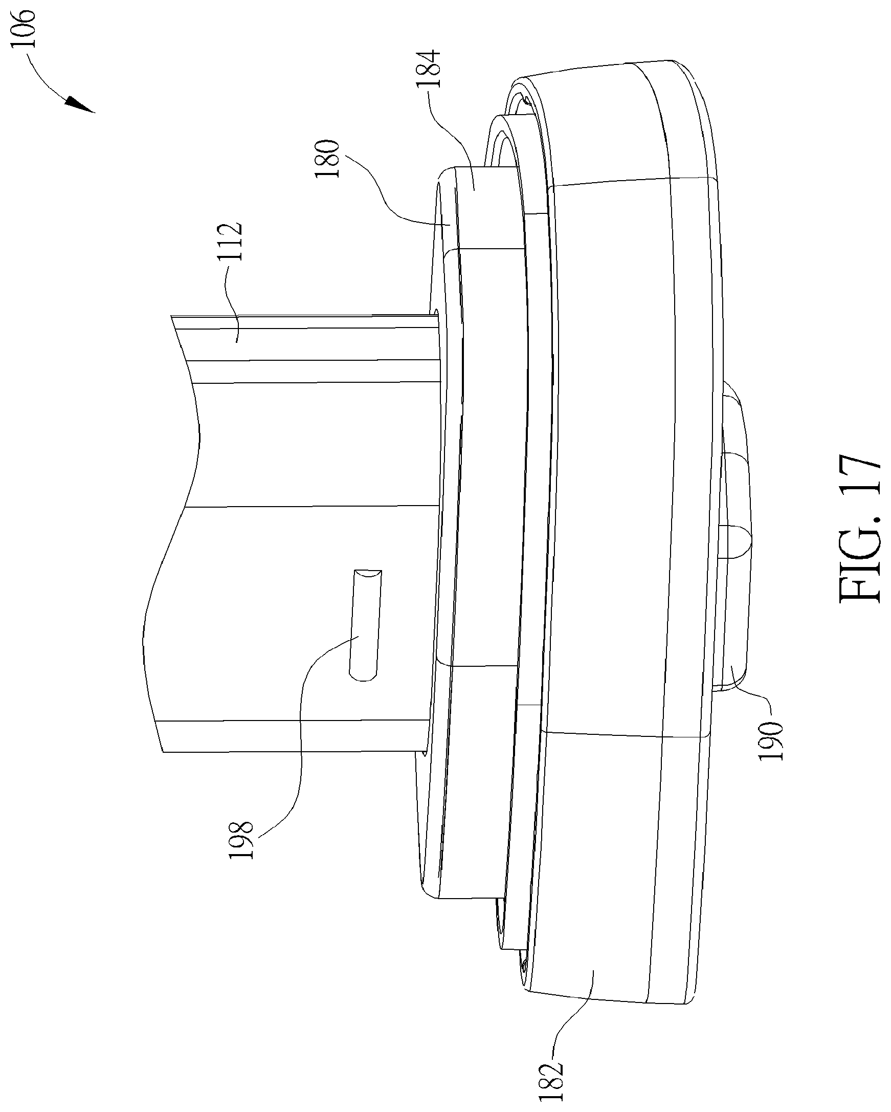 Patent US12311811 Figure 17 – Infant car seat and stability leg and release actuator