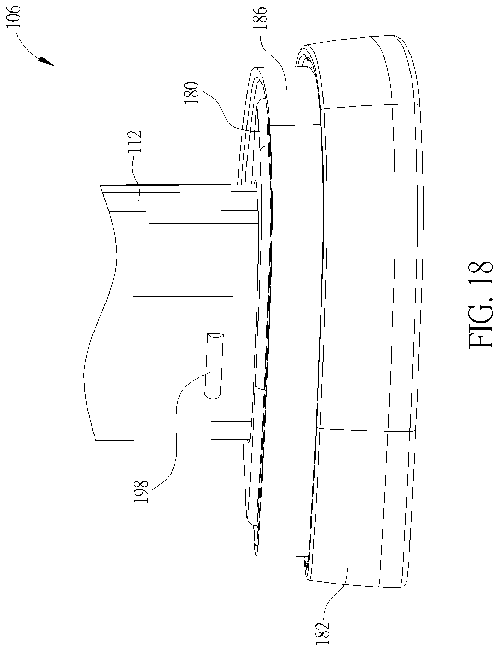 Patent US12311811 Figure 18 – Infant car seat and stability leg and release actuator