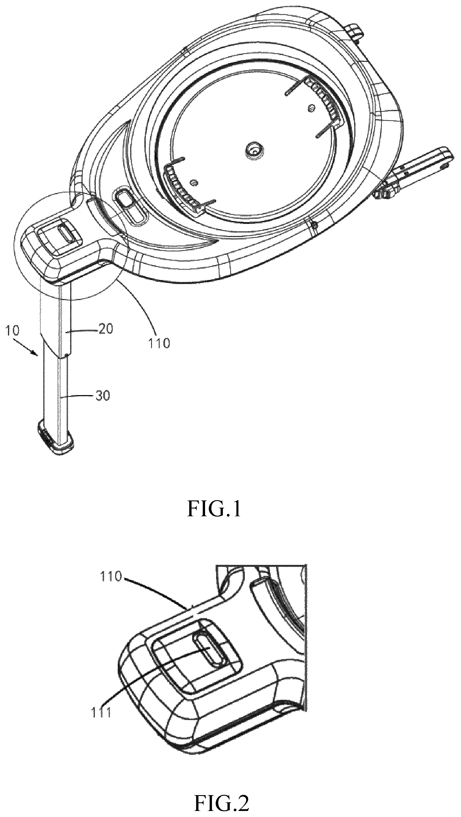 Patent US12311812 Figure 1 – Indicator assembly of a supporting leg device for a safety seat and safety seat