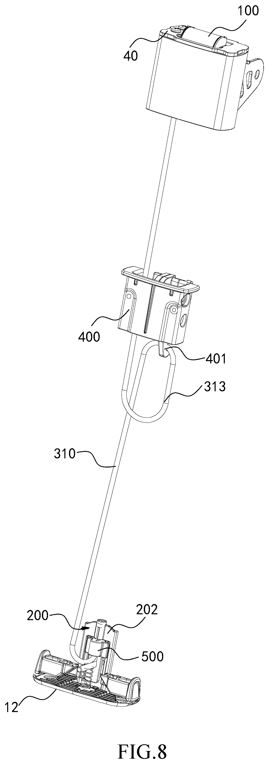 Patent US12311812 Figure 7 – Indicator assembly of a supporting leg device for a safety seat and safety seat