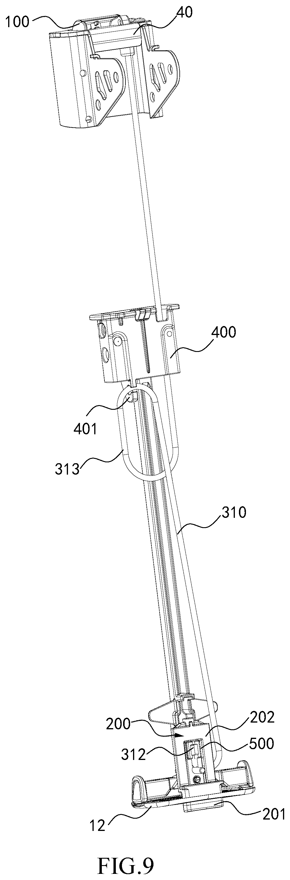 Patent US12311812 Figure 8 – Indicator assembly of a supporting leg device for a safety seat and safety seat