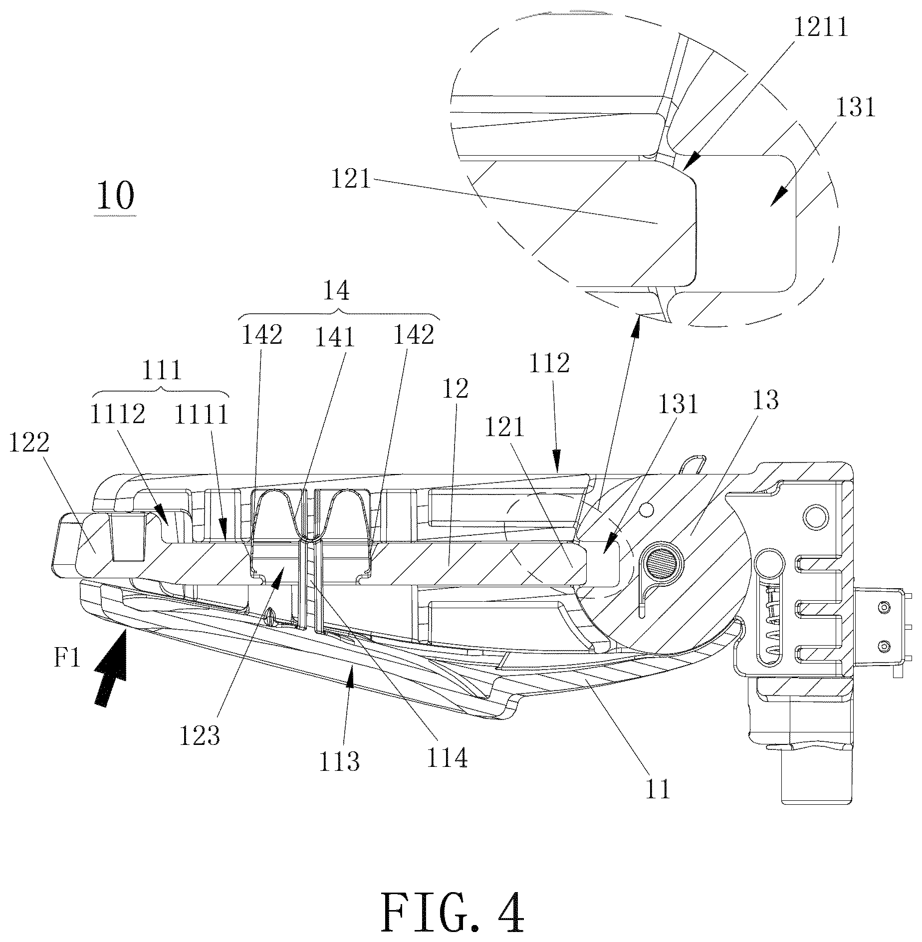 Patent US12311815 Figure 4 – Child safety seat and side collision protection mechanism thereof