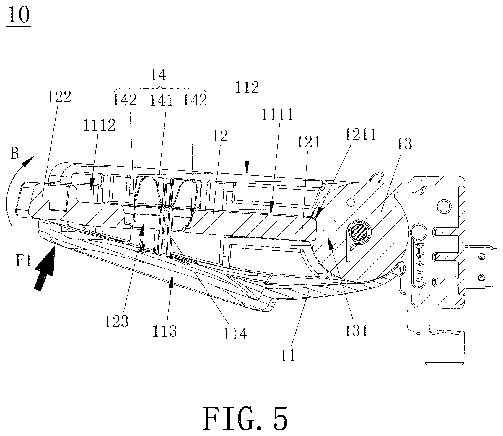 Patent US12311815 Figure 5 – Child safety seat and side collision protection mechanism thereof