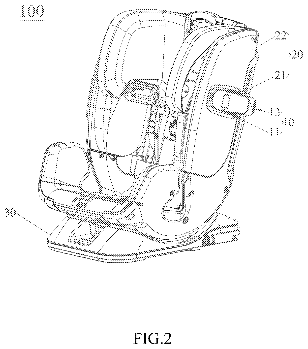 Patent US12311816 Figure 2 – Child safety seat and side impact protection device thereof