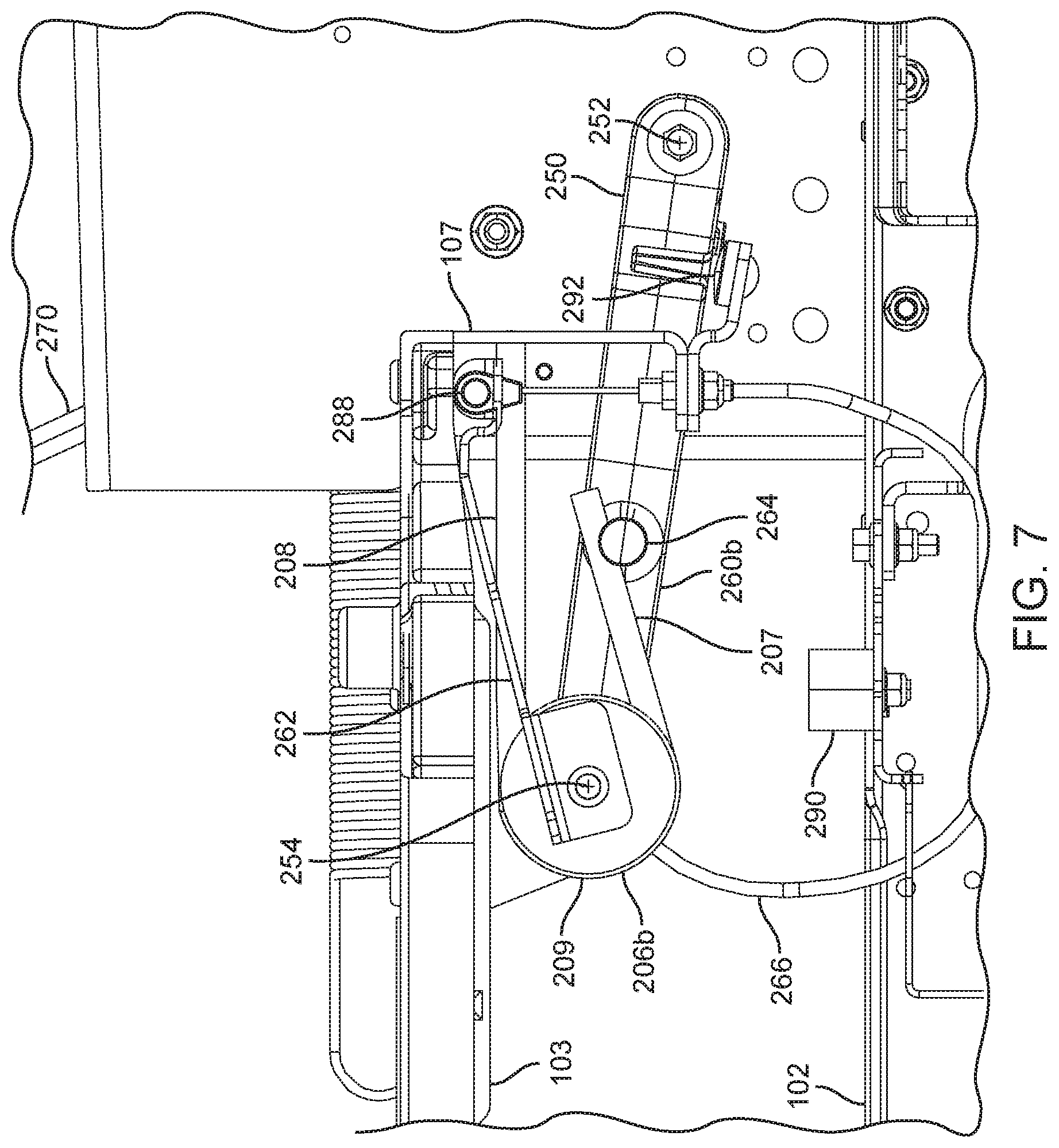 Patent US12311818 Figure 7 – Grounds maintenance vehicle with adjustable suspension system