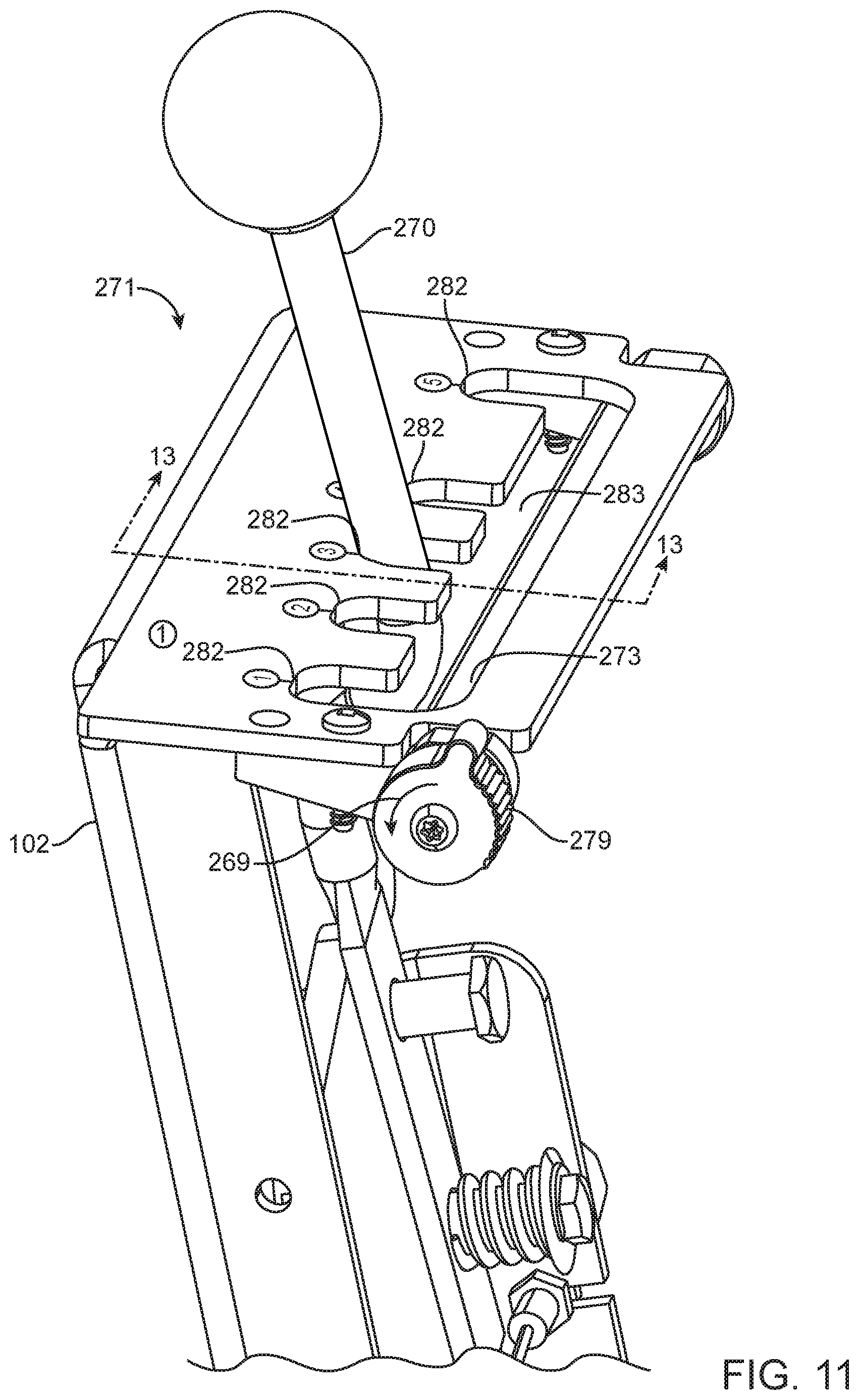 Patent US12311818 Figure 11 – Grounds maintenance vehicle with adjustable suspension system