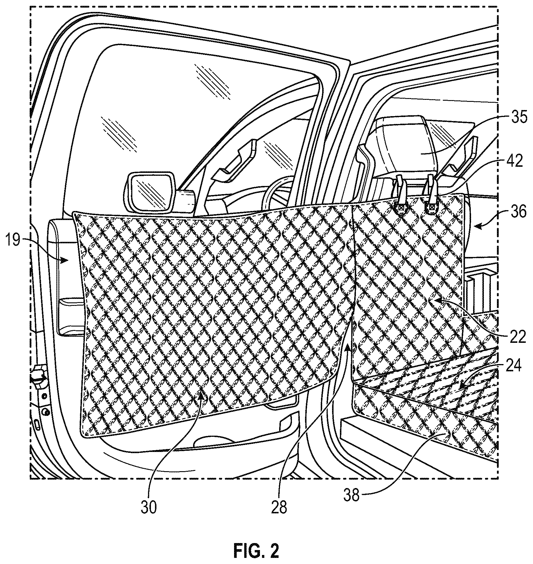 Patent US12311819 Figure 2 – Cover for fold-up vehicle seats