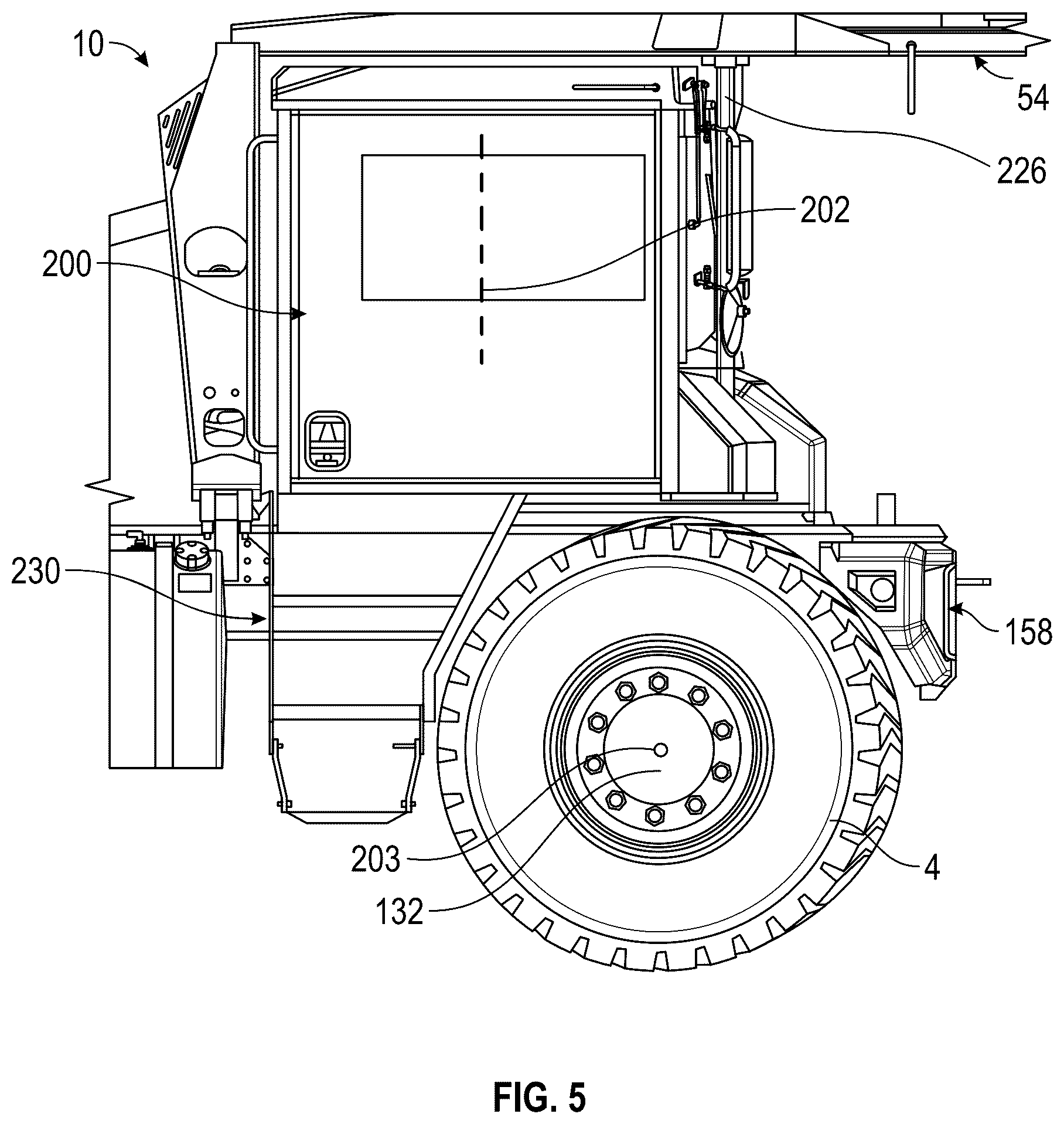 Patent US12311822 Figure 5 – Concrete mixer vehicle with trainer cab