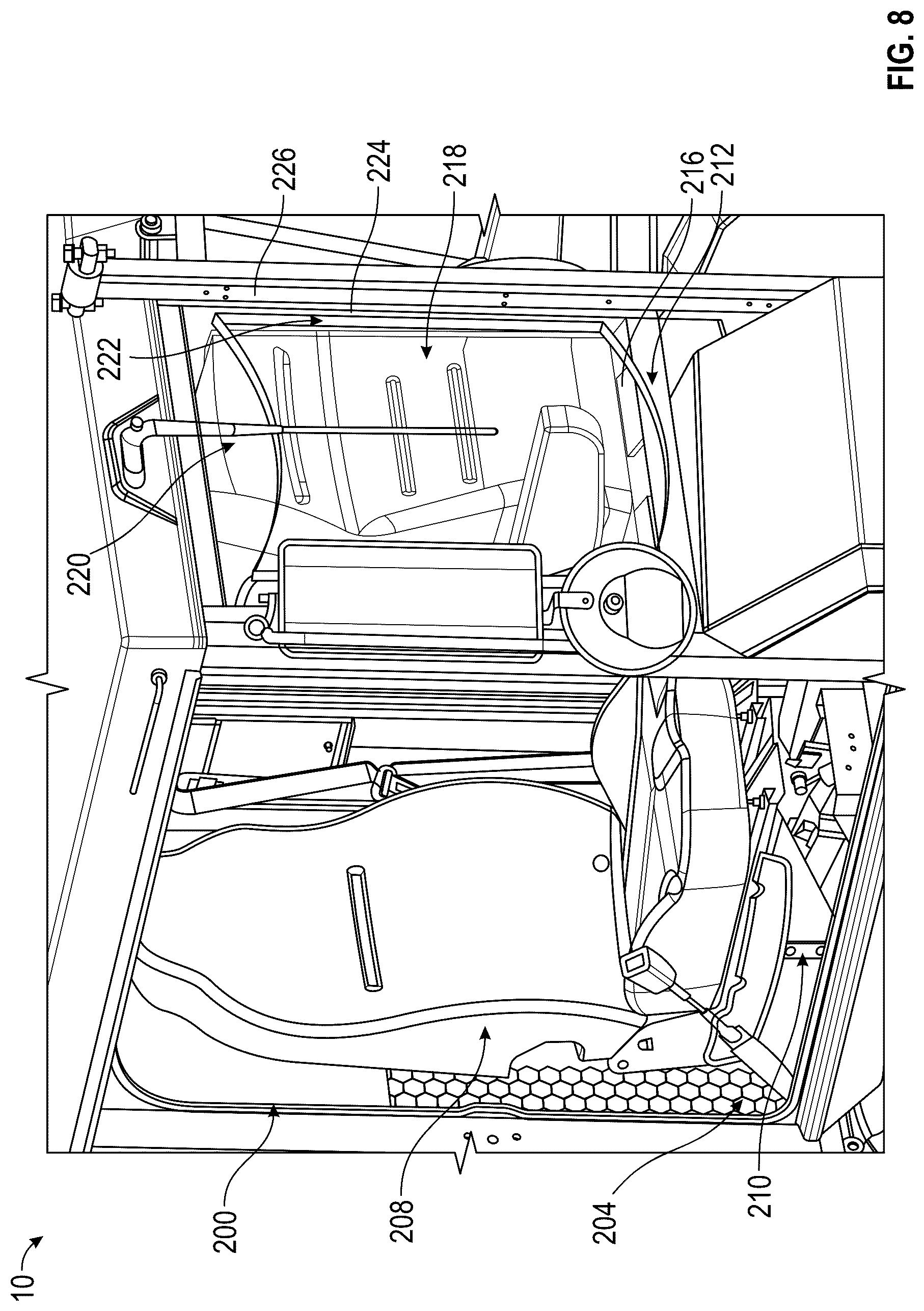 Patent US12311822 Figure 8 – Concrete mixer vehicle with trainer cab