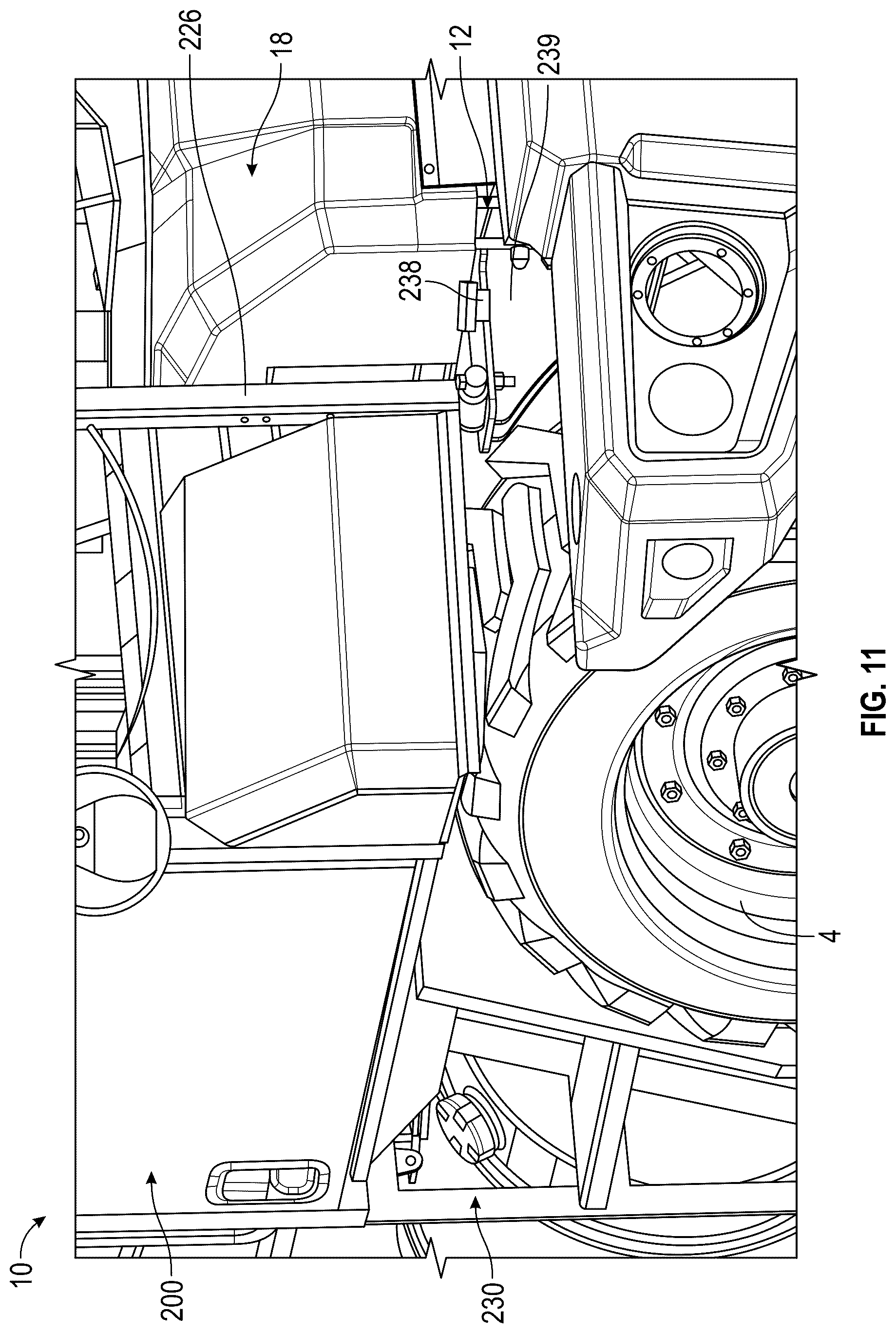 Patent US12311822 Figure 11 – Concrete mixer vehicle with trainer cab