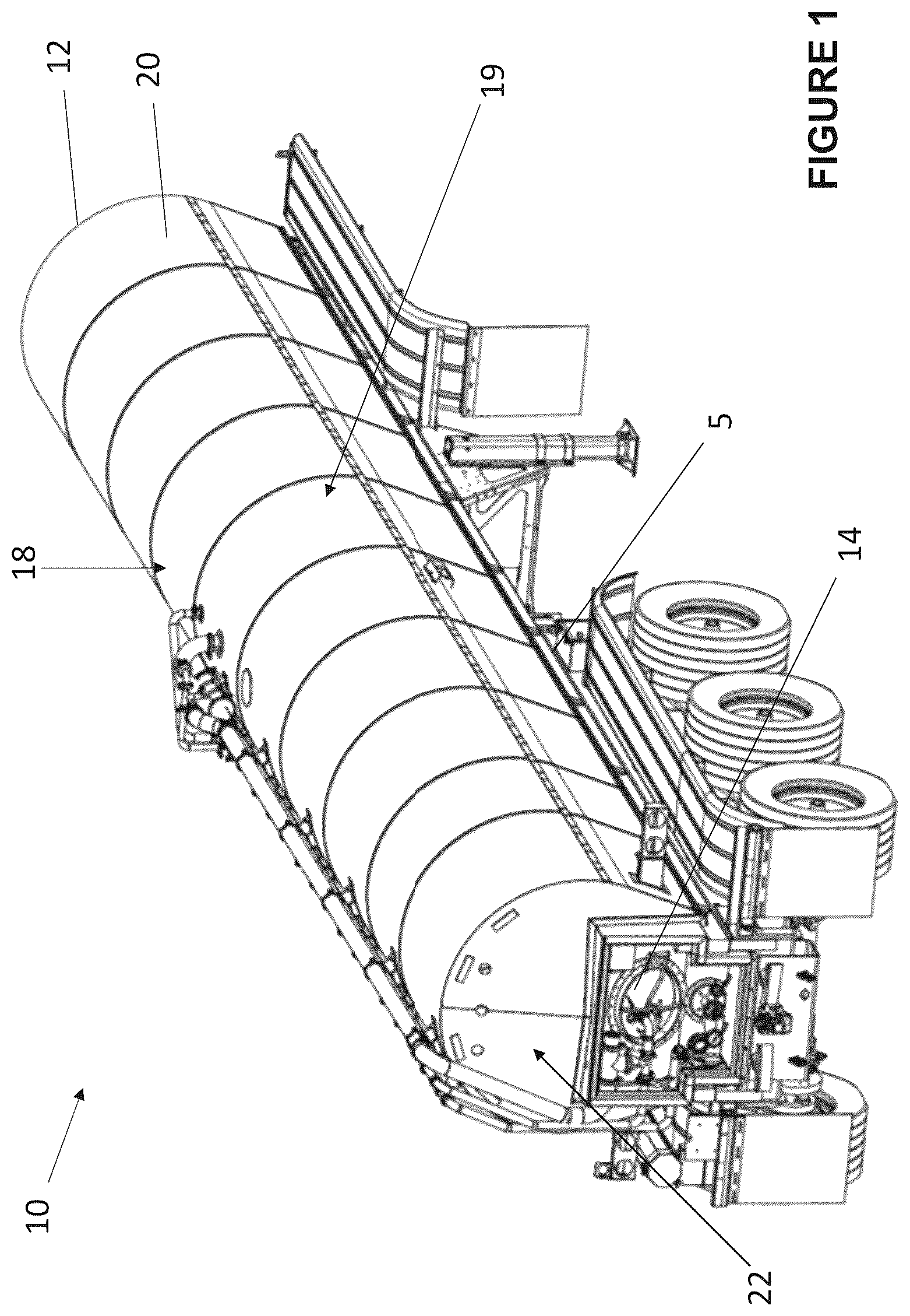 Patent US12311823 Figure 1 – Tank trailer with fluid collection system