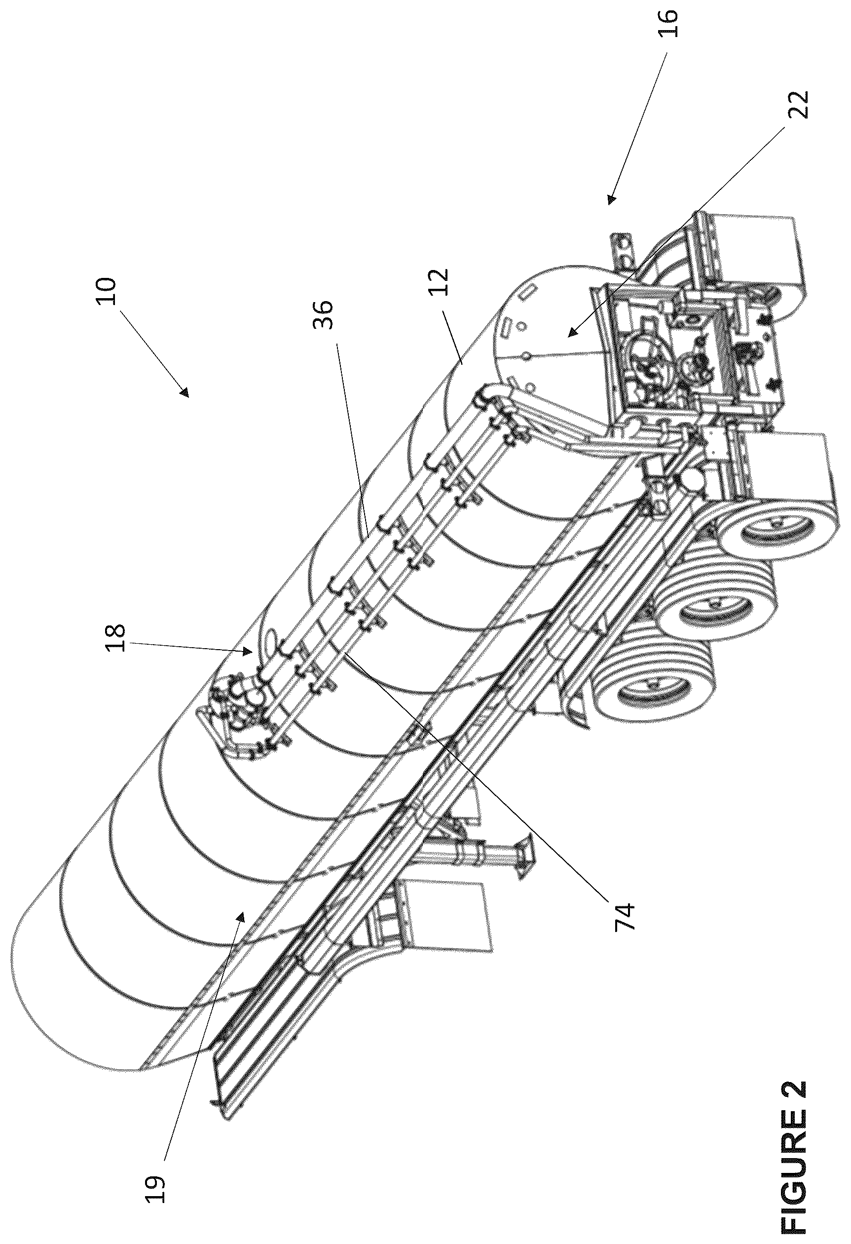 Patent US12311823 Figure 2 – Tank trailer with fluid collection system
