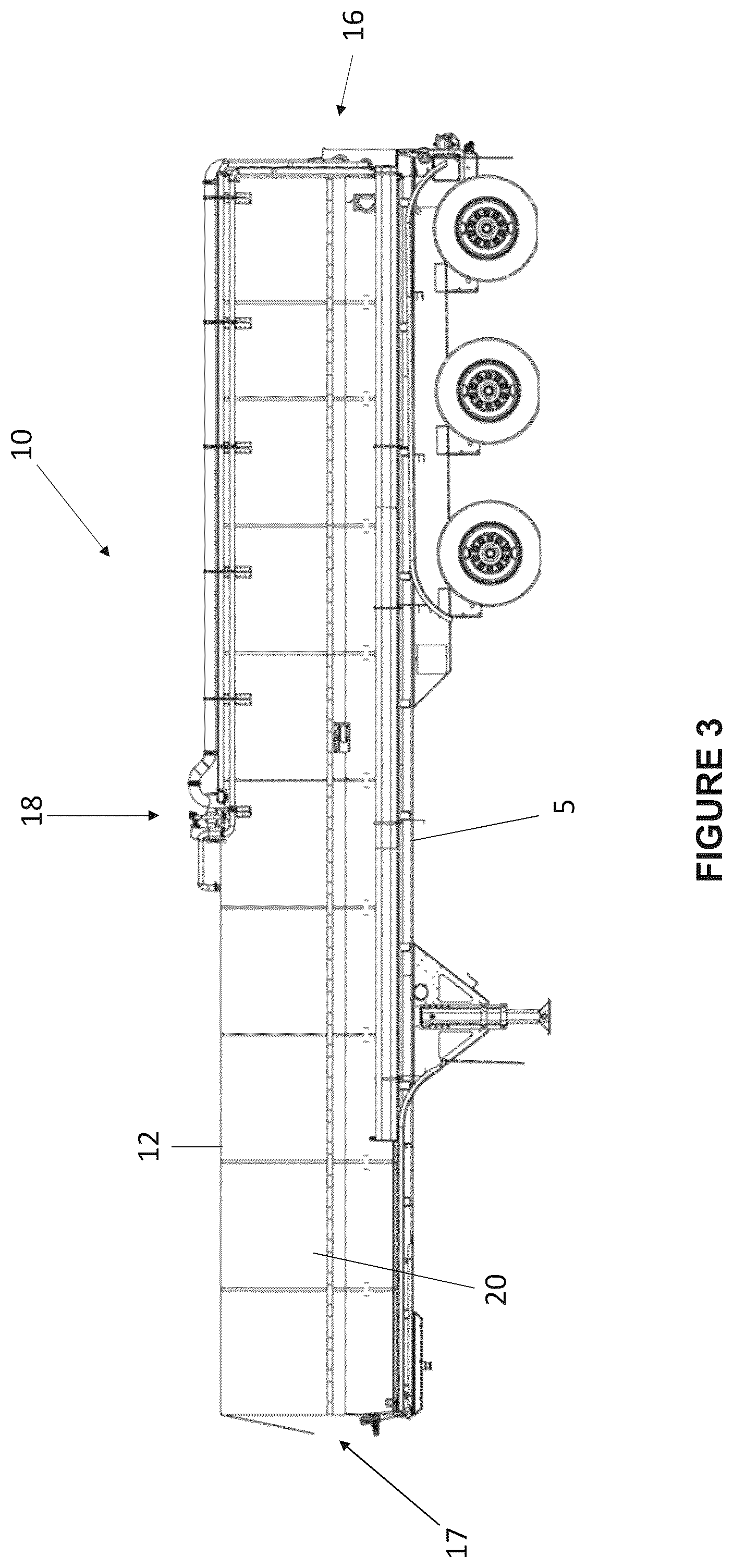 Patent US12311823 Figure 3 – Tank trailer with fluid collection system