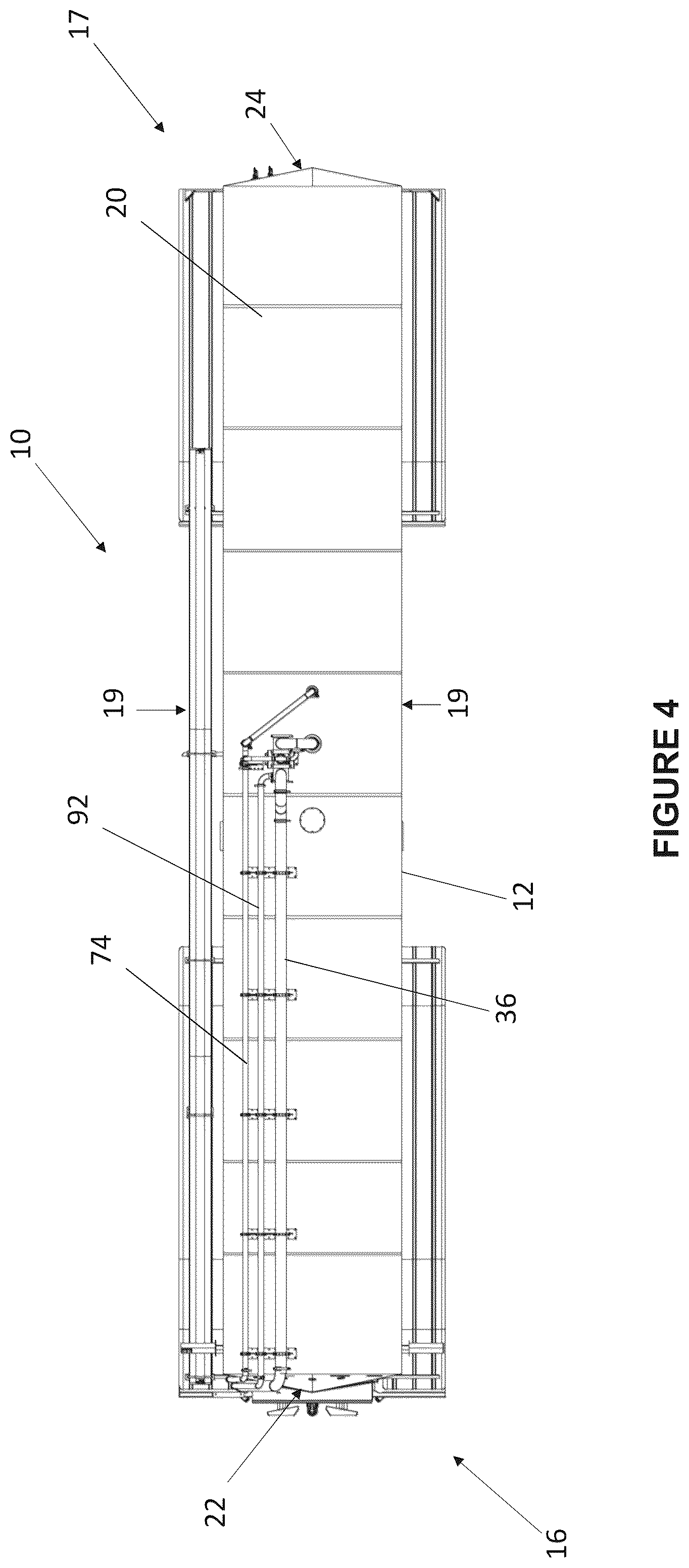 Patent US12311823 Figure 4 – Tank trailer with fluid collection system